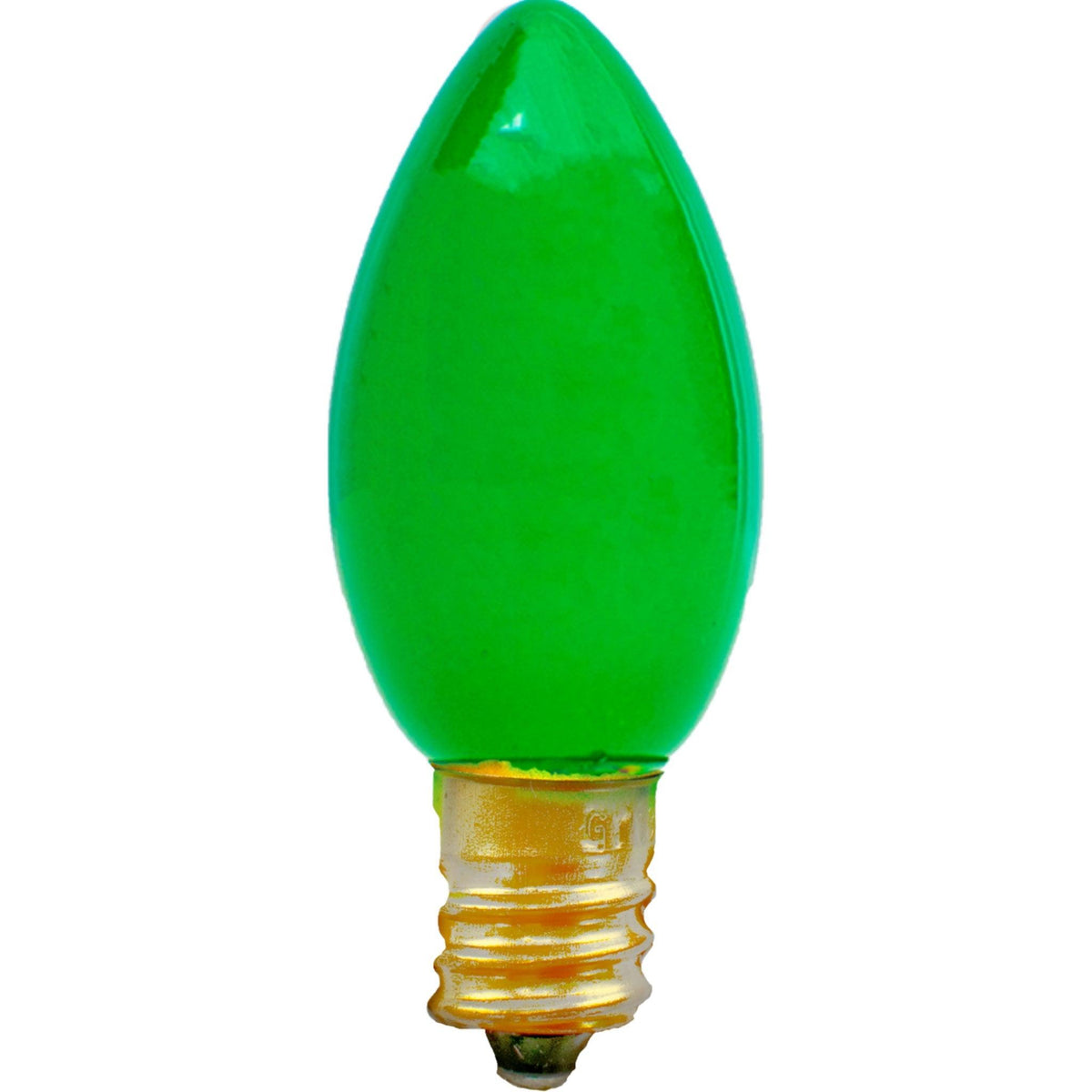 C-7 & C-9 Solid Ceramic Green Christmas Light Bulbs.  Replace your old bulbs with a set of brand new Candelabra Green Lights on sale leedisplay.com