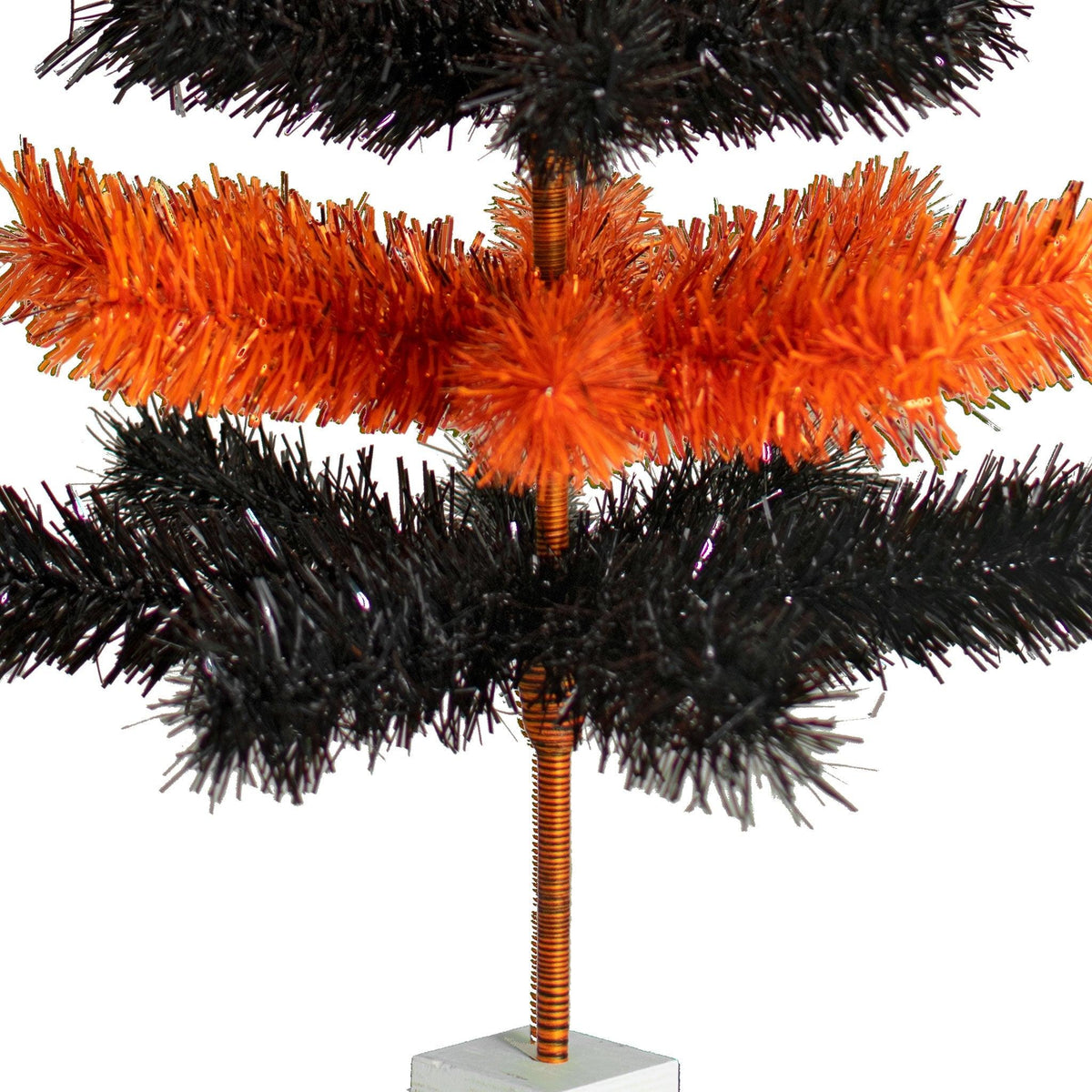 Halloween-themed Orange and Black Layered Tinsel Christmas Trees on sale at leedisplay.com