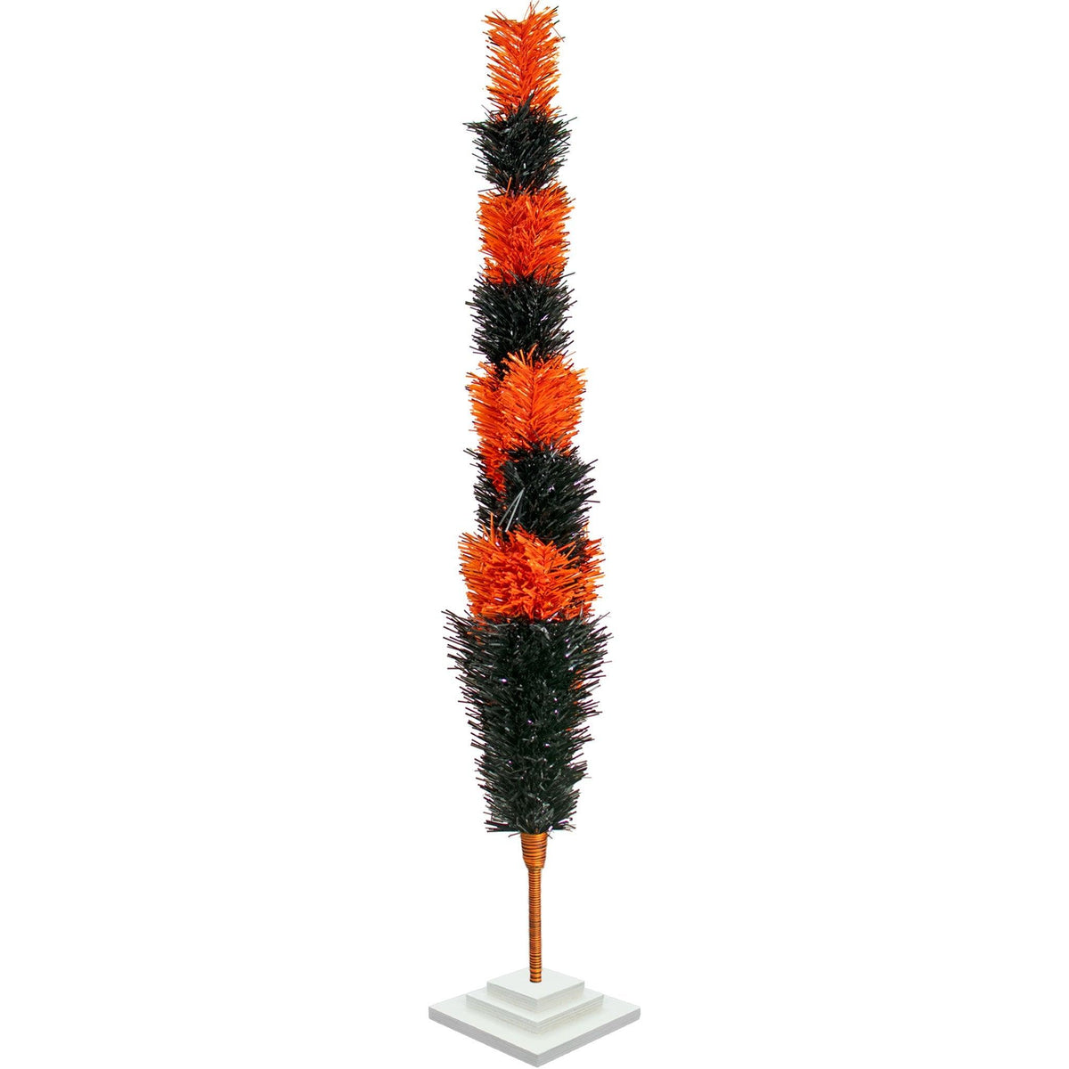 Halloween-themed Orange and Black Layered Tinsel Christmas Trees on sale at leedisplay.com