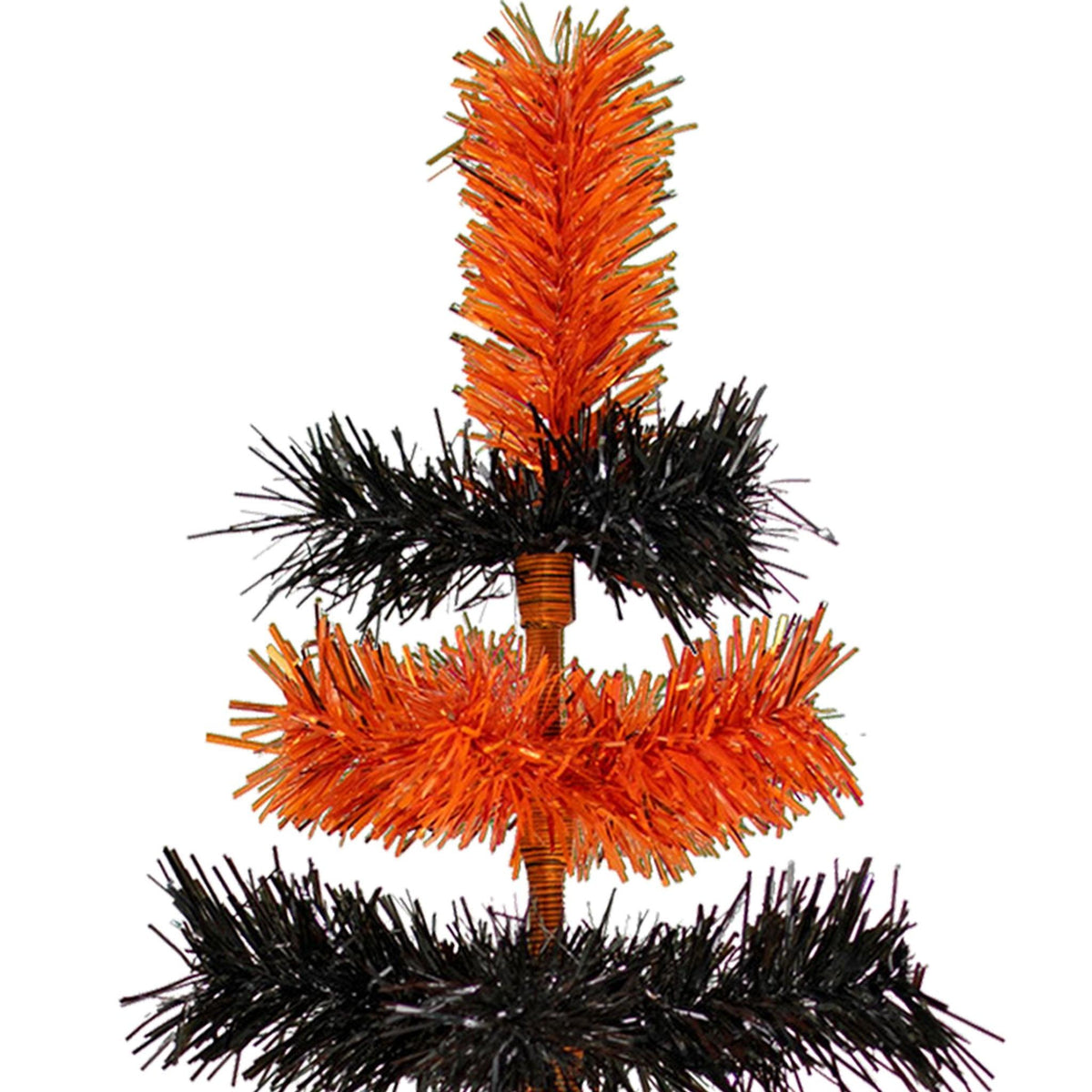 Halloween-themed Orange and Black Layered Tinsel Christmas Trees on sale at leedisplay.com