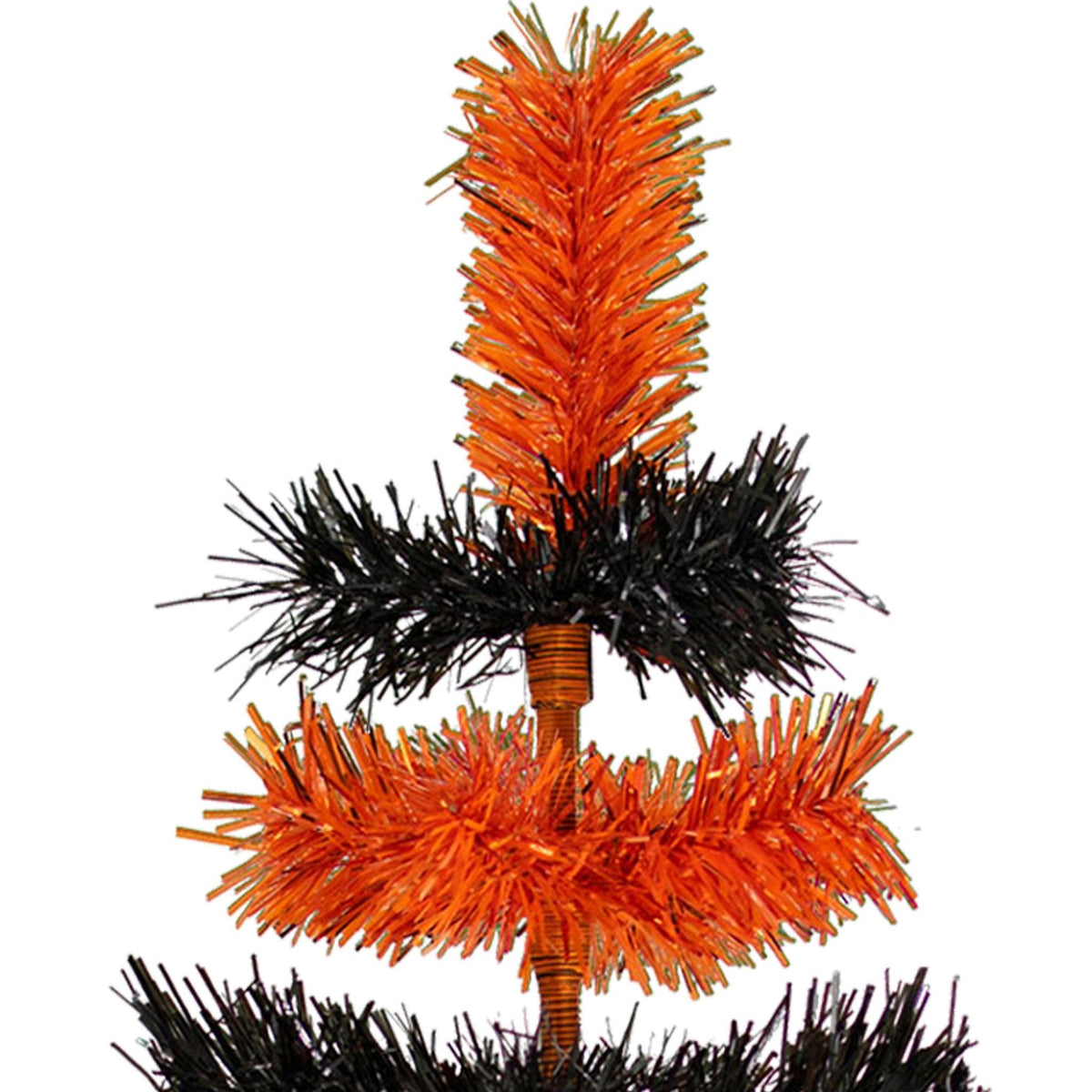 Halloween-themed Orange and Black Layered Tinsel Christmas Trees on sale at leedisplay.com