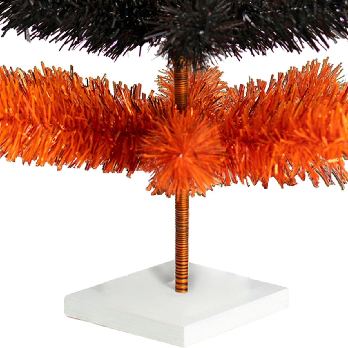 Halloween-themed Orange and Black Layered Tinsel Christmas Trees on sale at leedisplay.com