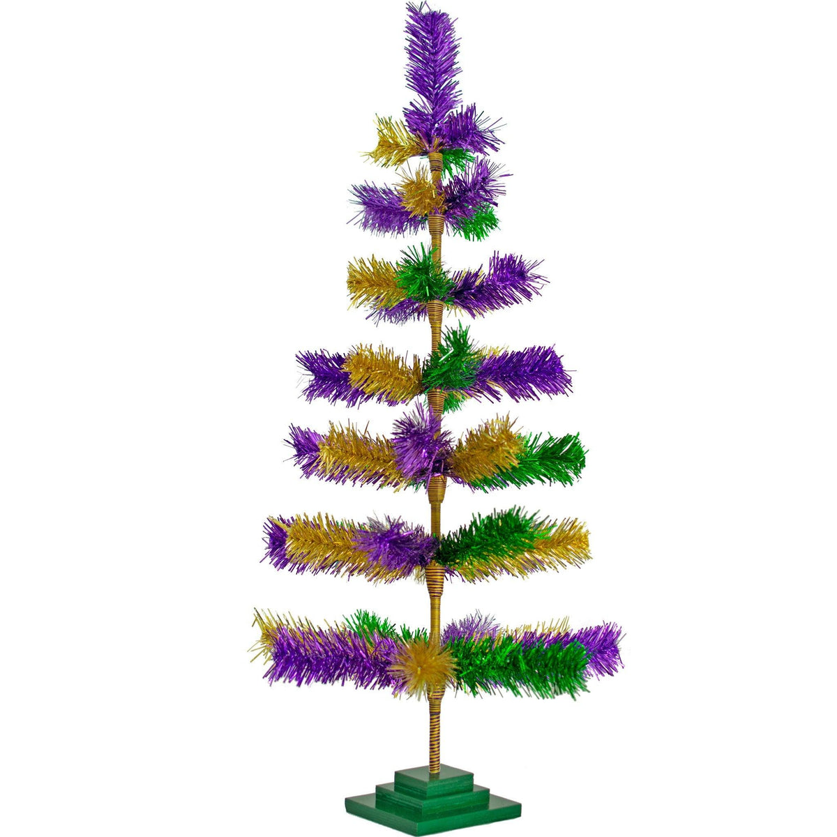 Introducing Lee Display's brand new Purple, Green, & Gold Christmas Trees made by hand in the USA!    Decorate your holidays with a classic Mardi Gras-themed Tinsel Christmas Tree on sale at leedisplay.com