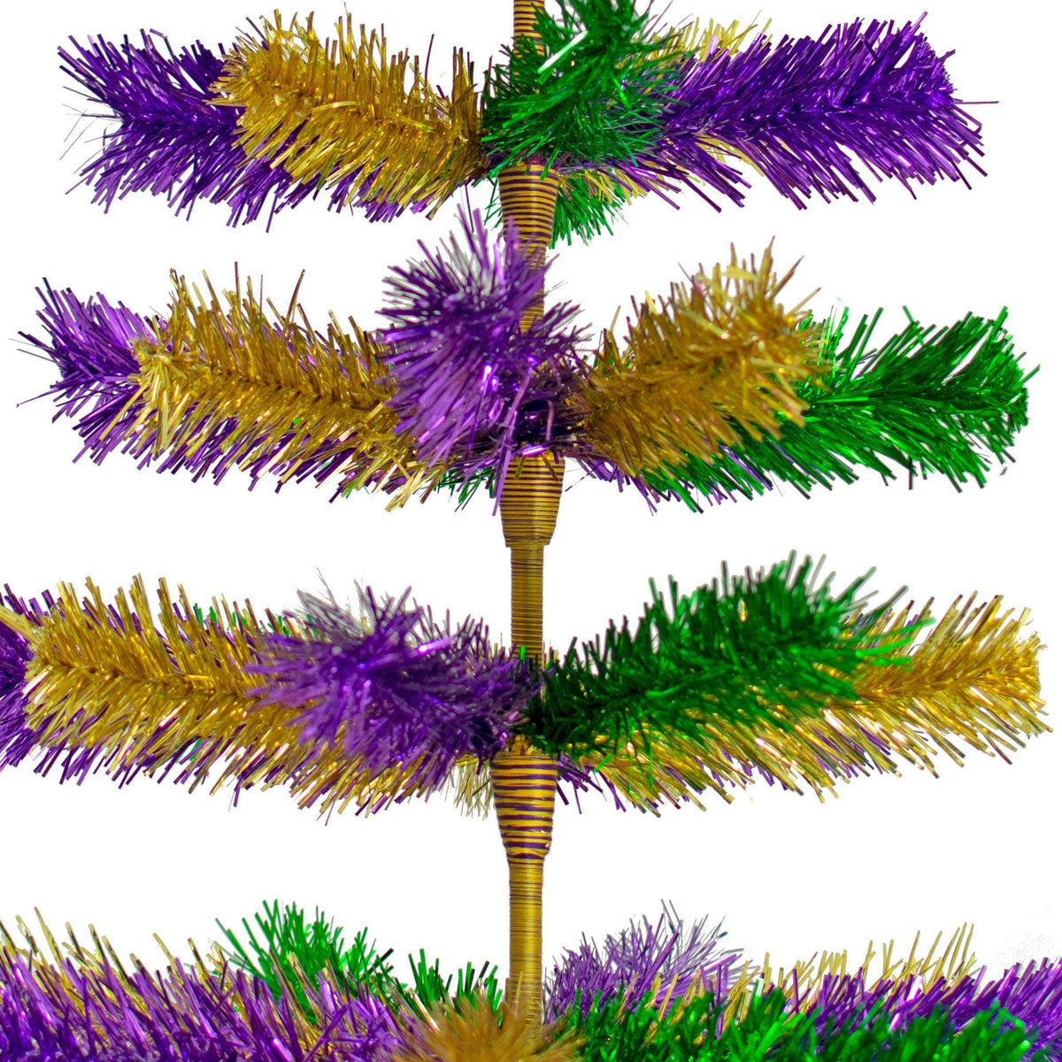 Introducing Lee Display's brand new Purple, Green, & Gold Christmas Trees made by hand in the USA!    Decorate your holidays with a classic Mardi Gras-themed Tinsel Christmas Tree on sale at leedisplay.com