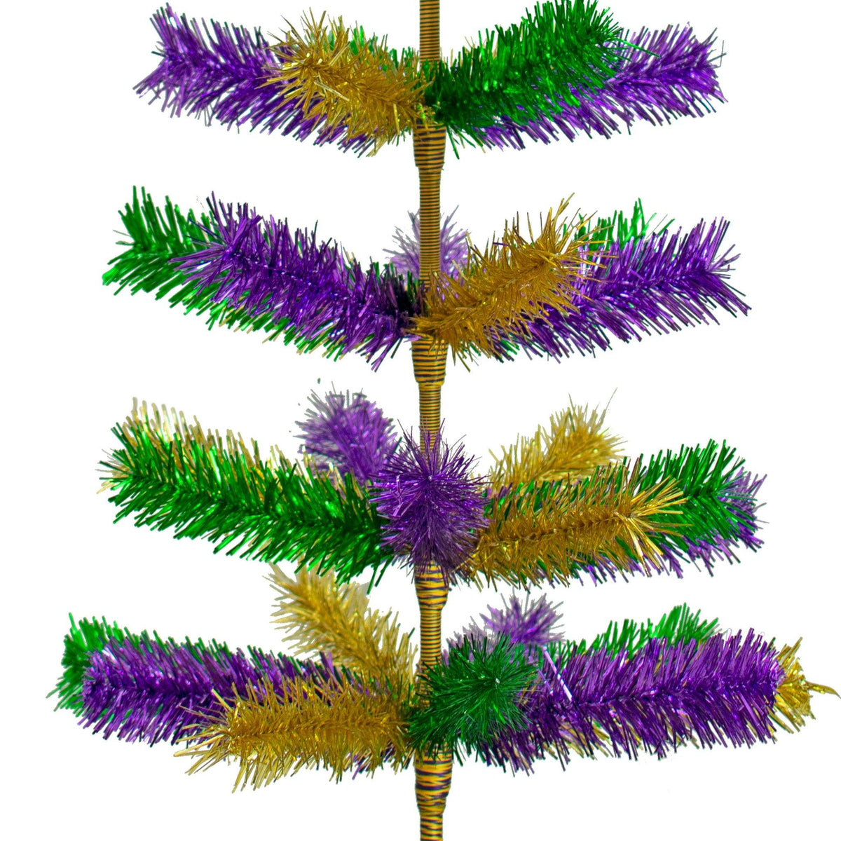 Introducing Lee Display's brand new Purple, Green, & Gold Christmas Trees made by hand in the USA! Decorate your holidays with a classic Mardi Gras-themed Tinsel Christmas Tree on sale at leedisplay.com