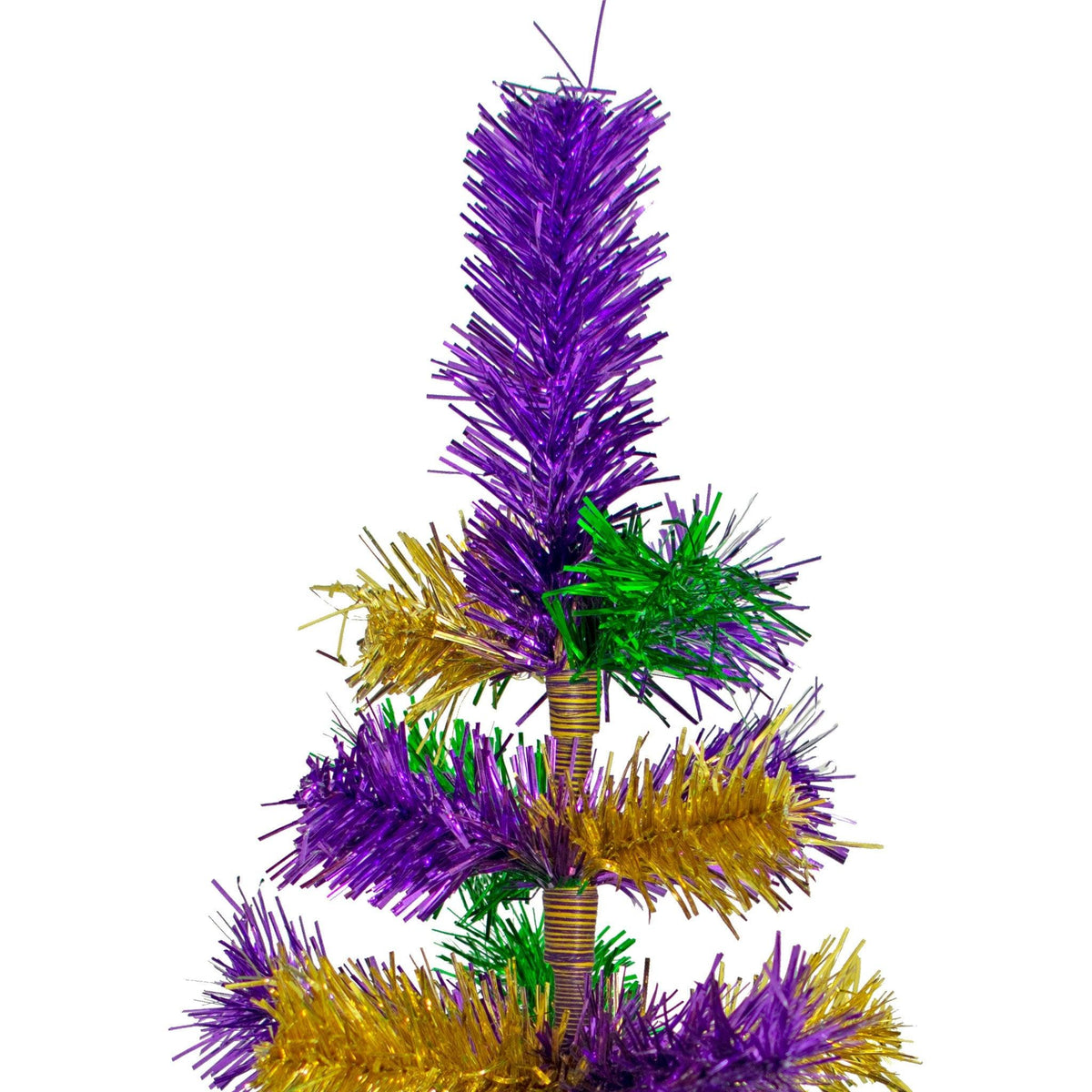 Introducing Lee Display's brand new Purple, Green, & Gold Christmas Trees made by hand in the USA!    Decorate your holidays with a classic Mardi Gras-themed Tinsel Christmas Tree on sale at leedisplay.com