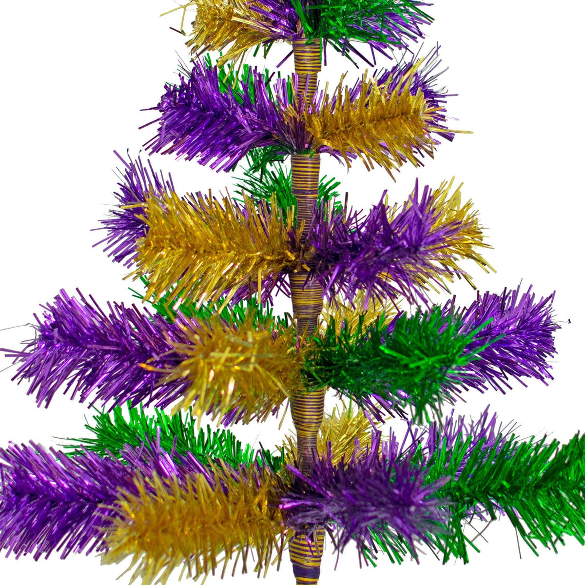 Introducing Lee Display's brand new Purple, Green, & Gold Christmas Trees made by hand in the USA!    Decorate your holidays with a classic Mardi Gras-themed Tinsel Christmas Tree on sale at leedisplay.com