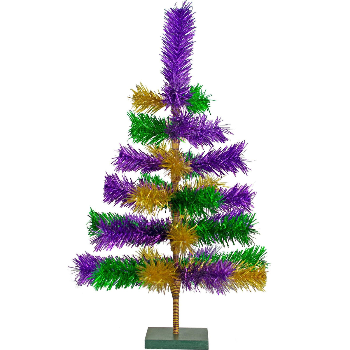 Introducing Lee Display's brand new Purple, Green, & Gold Christmas Trees made by hand in the USA!    Decorate your holidays with a classic Mardi Gras-themed Tinsel Christmas Tree on sale at leedisplay.com