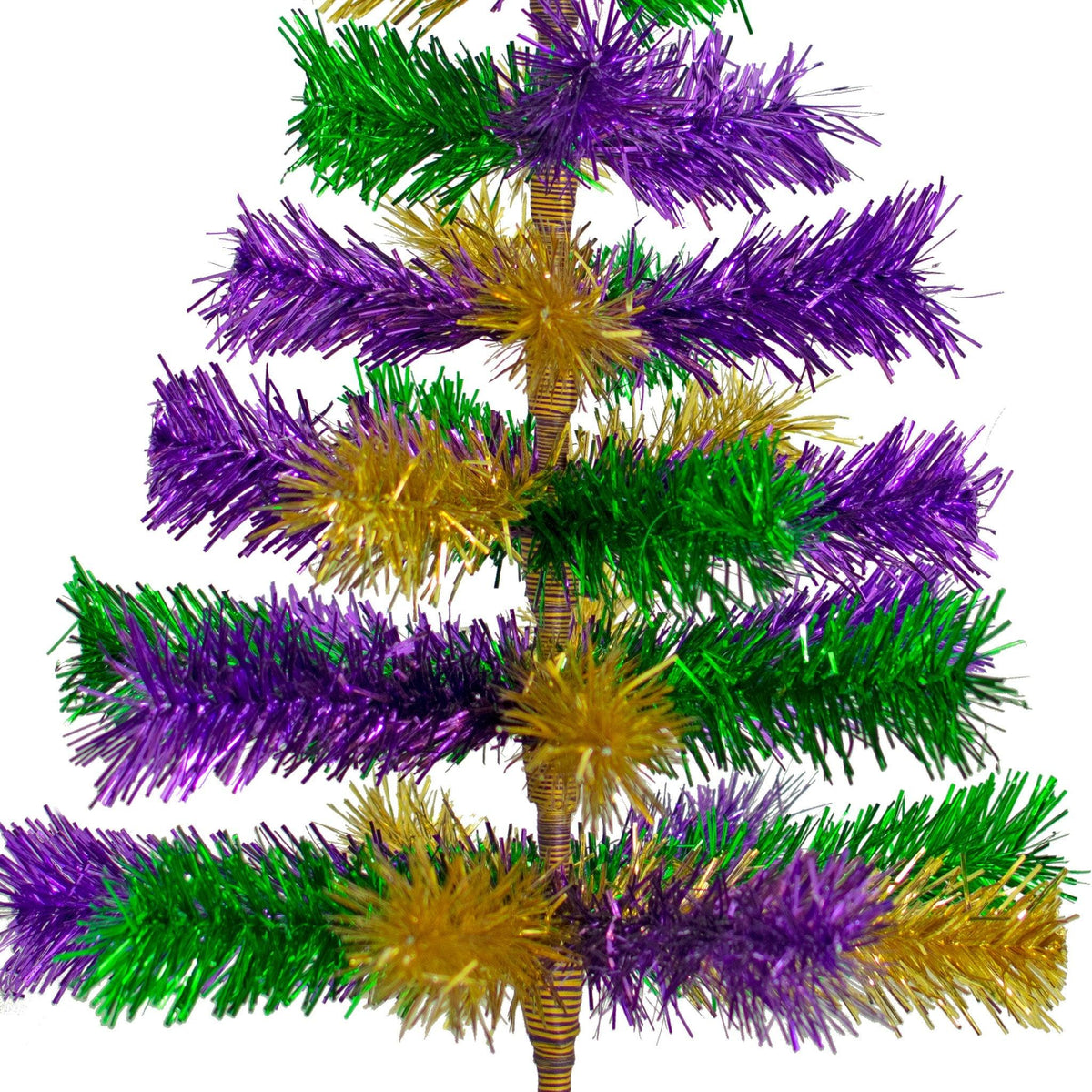 Introducing Lee Display's brand new Purple, Green, & Gold Christmas Trees made by hand in the USA!    Decorate your holidays with a classic Mardi Gras-themed Tinsel Christmas Tree on sale at leedisplay.com