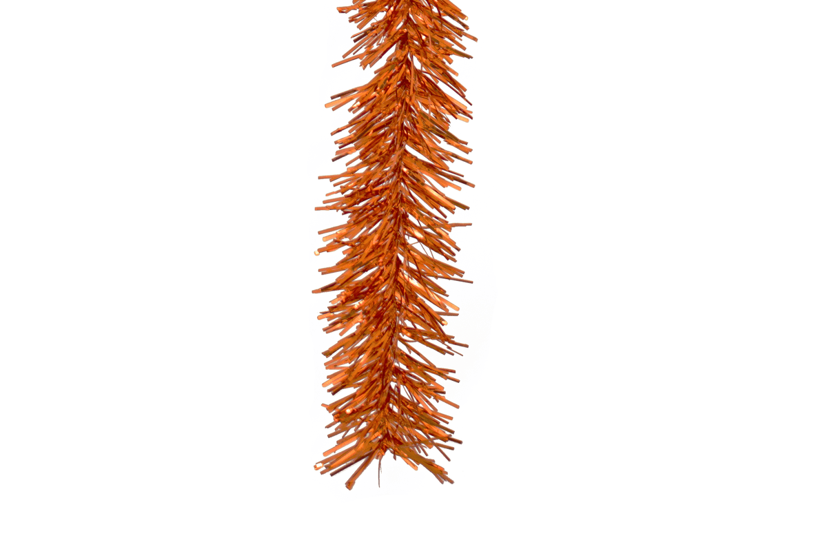 Metallic Orange Tinsel Garlands for your Halloween Decorations made by Lee Display on sale now at lee display.com