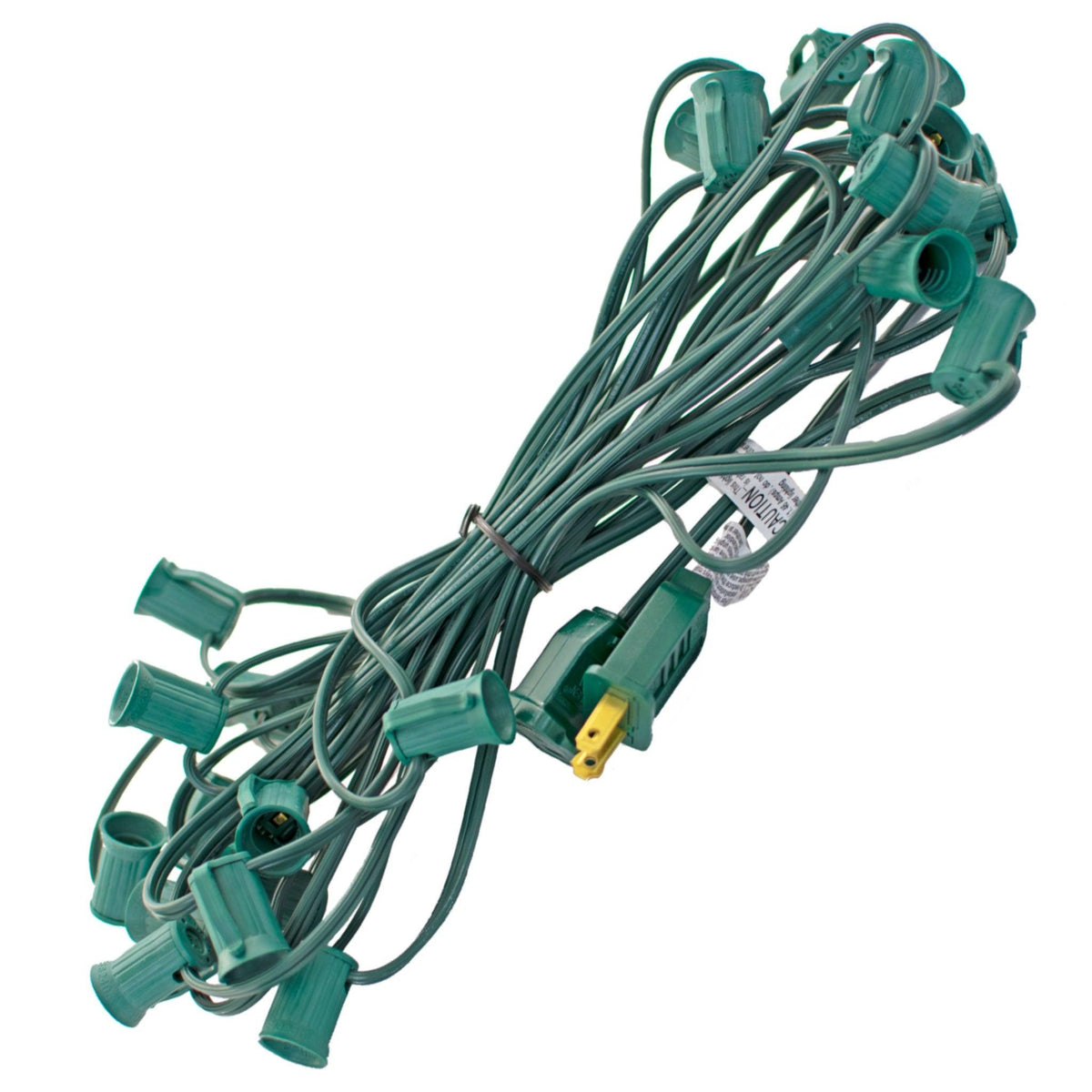 Patio String Light Cords are sold in 25FT - 50FT Lengths.  Custom length cords fit every size patio and backyard!   Shop for Green and White Wire Sets now at leedisplay.com