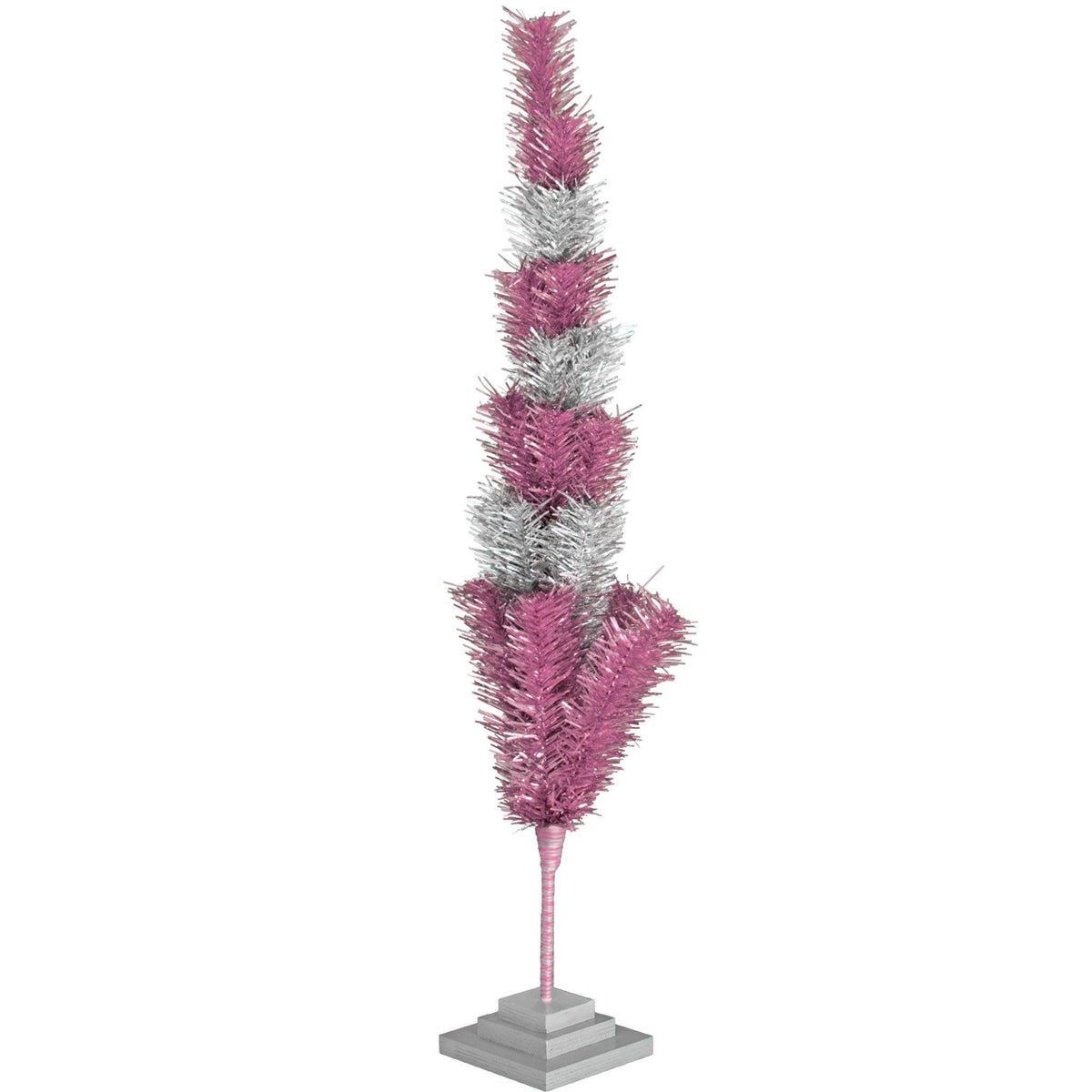 Pink & Silver Layered Tinsel Christmas Trees made by hand in the USA on sale at leedisplay.com