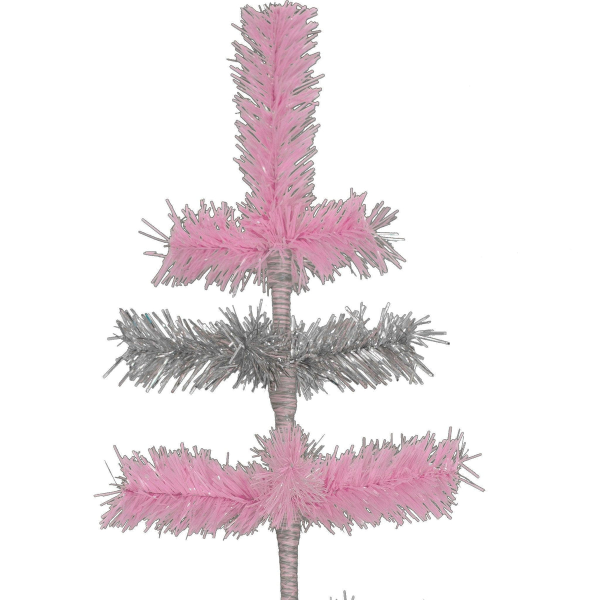 48in tall Pink & Silver Layered Tinsel Christmas Trees made by hand in the USA on sale at leedisplay.com