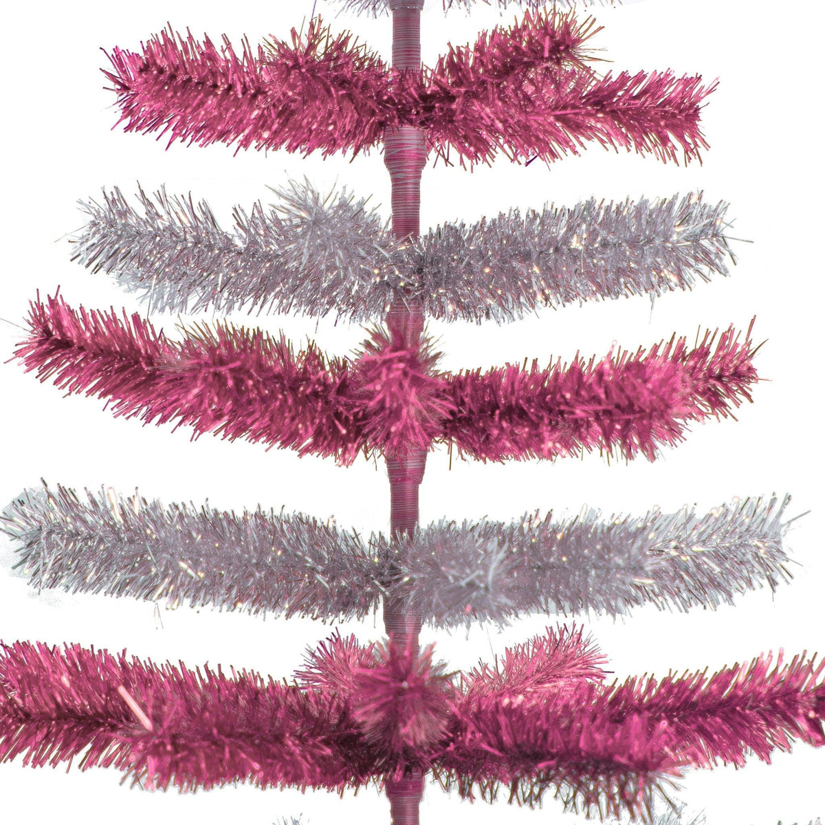 Pink & Silver Layered Tinsel Christmas Trees made by hand in the USA on sale at leedisplay.com