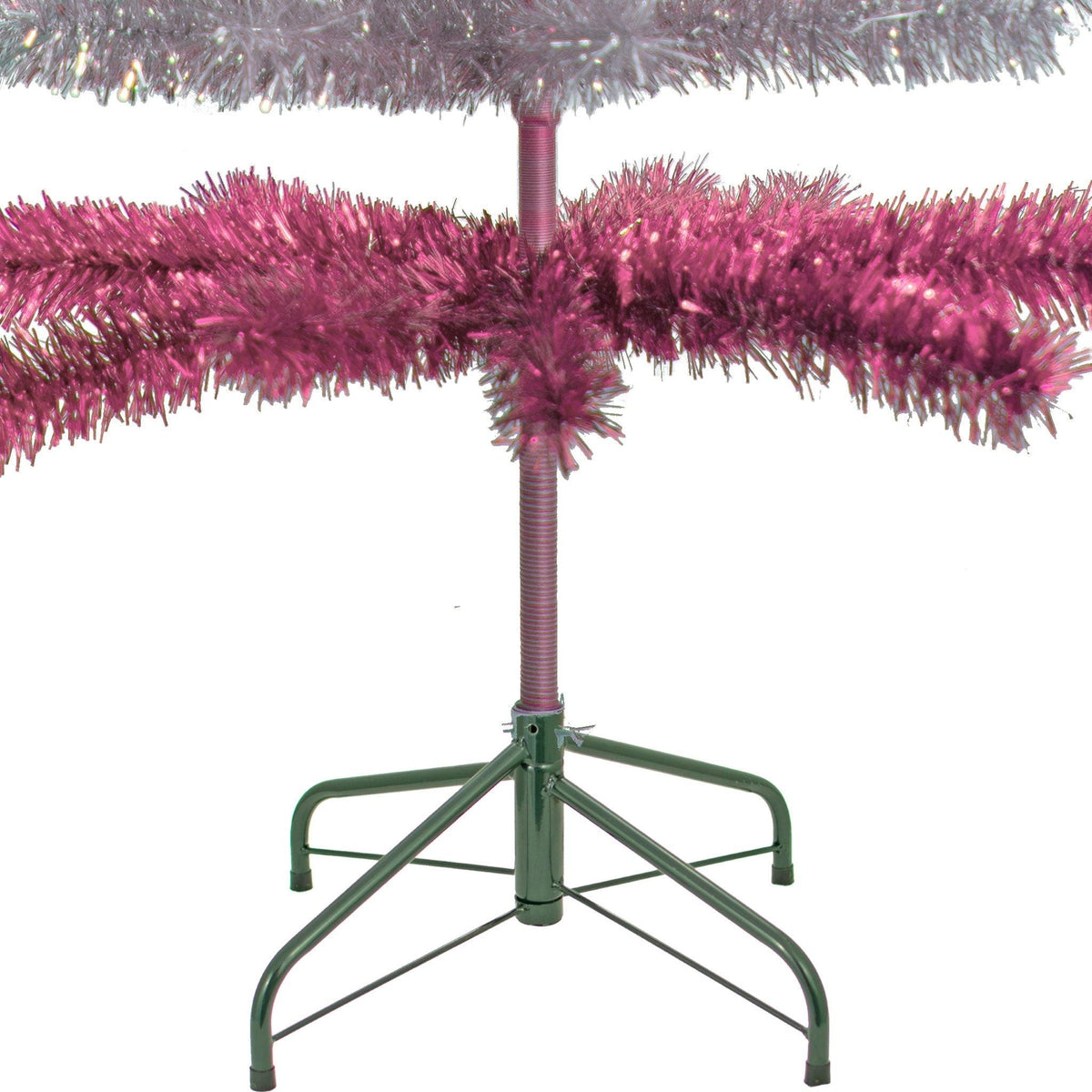 Pink & Silver Layered Tinsel Christmas Trees made by hand in the USA on sale at leedisplay.com