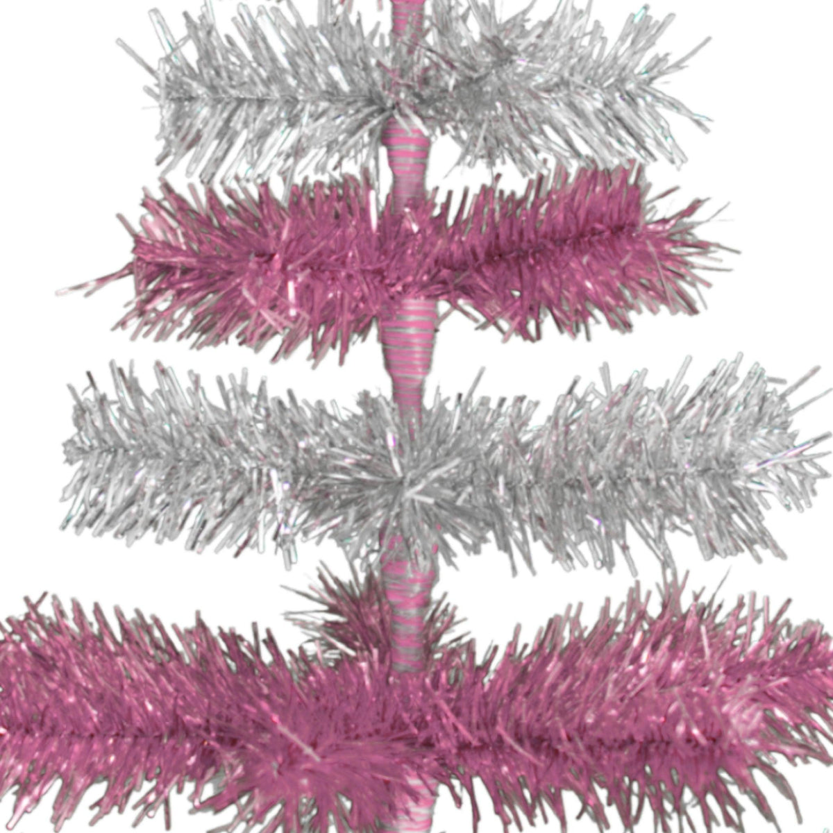 Pink & Silver Layered Tinsel Christmas Trees made by hand in the USA on sale at leedisplay.com