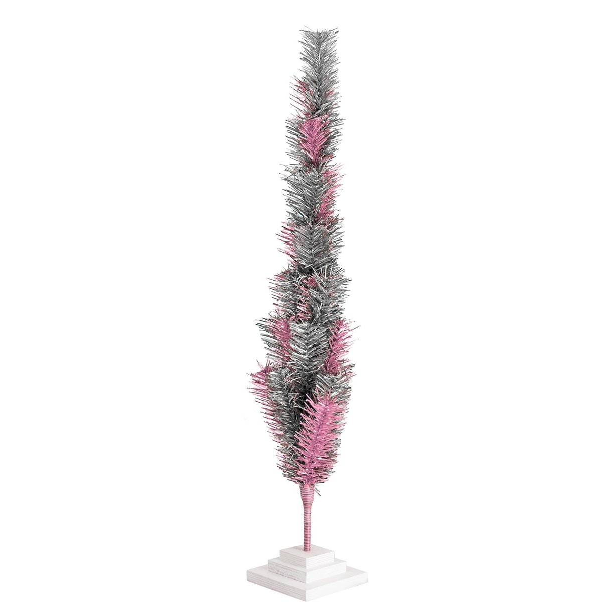 Pink & Silver Mixed Tinsel Christmas Tree - Lee Display