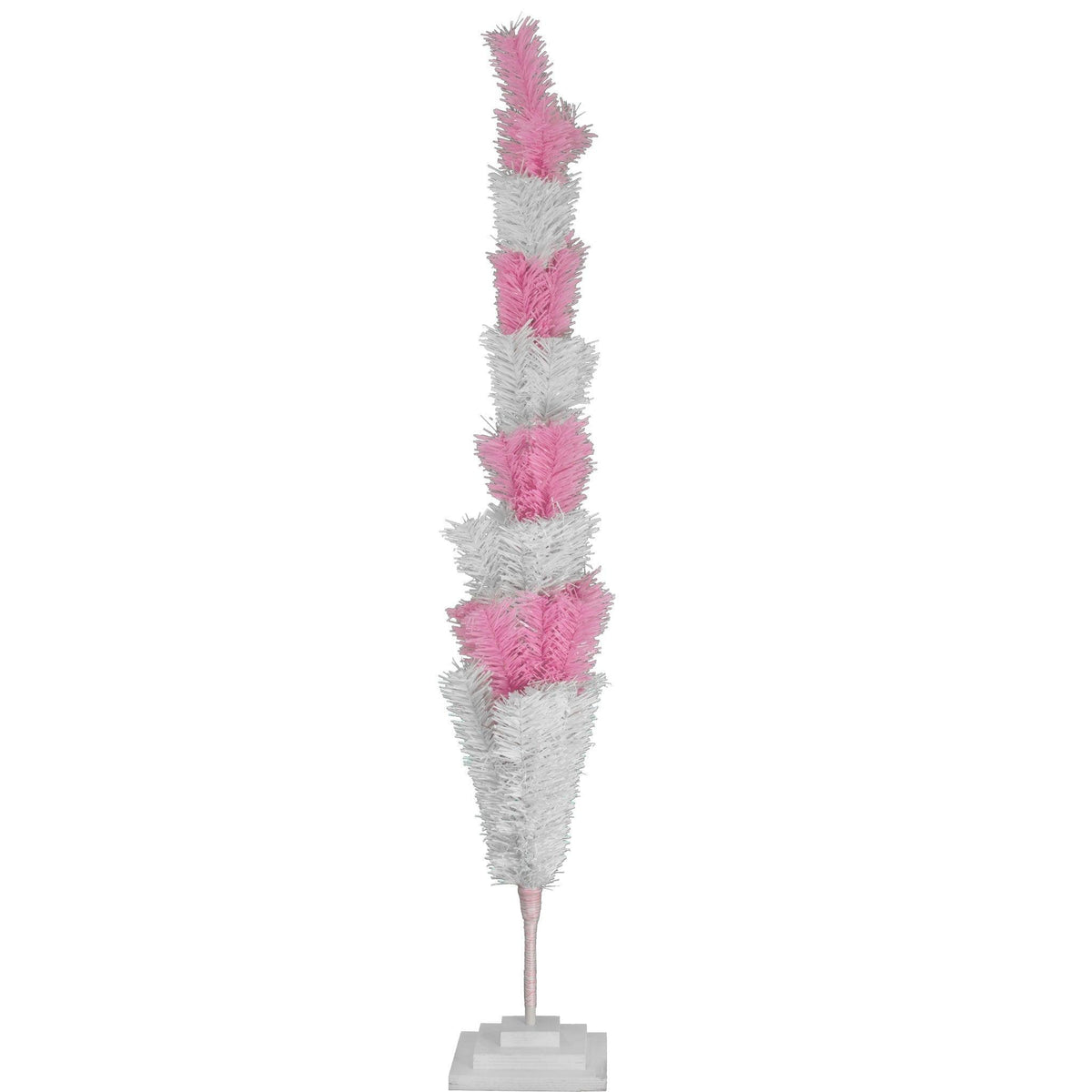 Pink & White Layered Tinsel Christmas Trees!    Decorate for the holidays with a Shiny Pink and Matte White retro-style Christmas Tree.  Incorporate a little purple and white into your holiday decorations this year. On sale at leedisplay.com