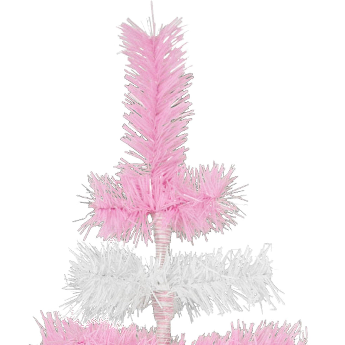 Pink & White Layered Tinsel Christmas Trees! Decorate for the holidays with a Shiny Pink and Matte White retro-style Christmas Tree. Incorporate a little purple and white into your holiday decorations this year. On sale at leedisplay.com