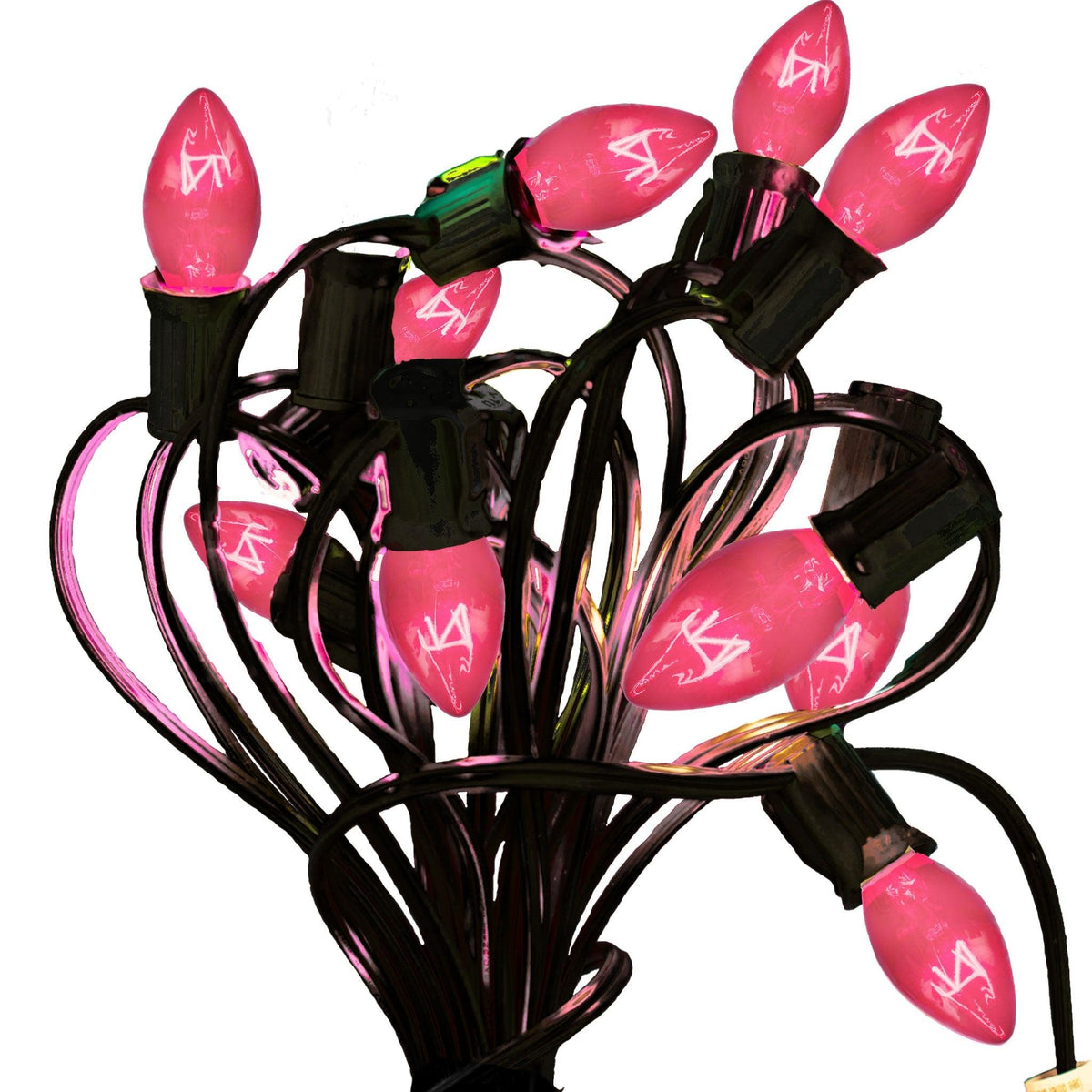 Shop for 25FT Long C7/C9 Candelabra Style Pink Colored Outdoor String Lighting Sets with Cords Included at leedisplay.com