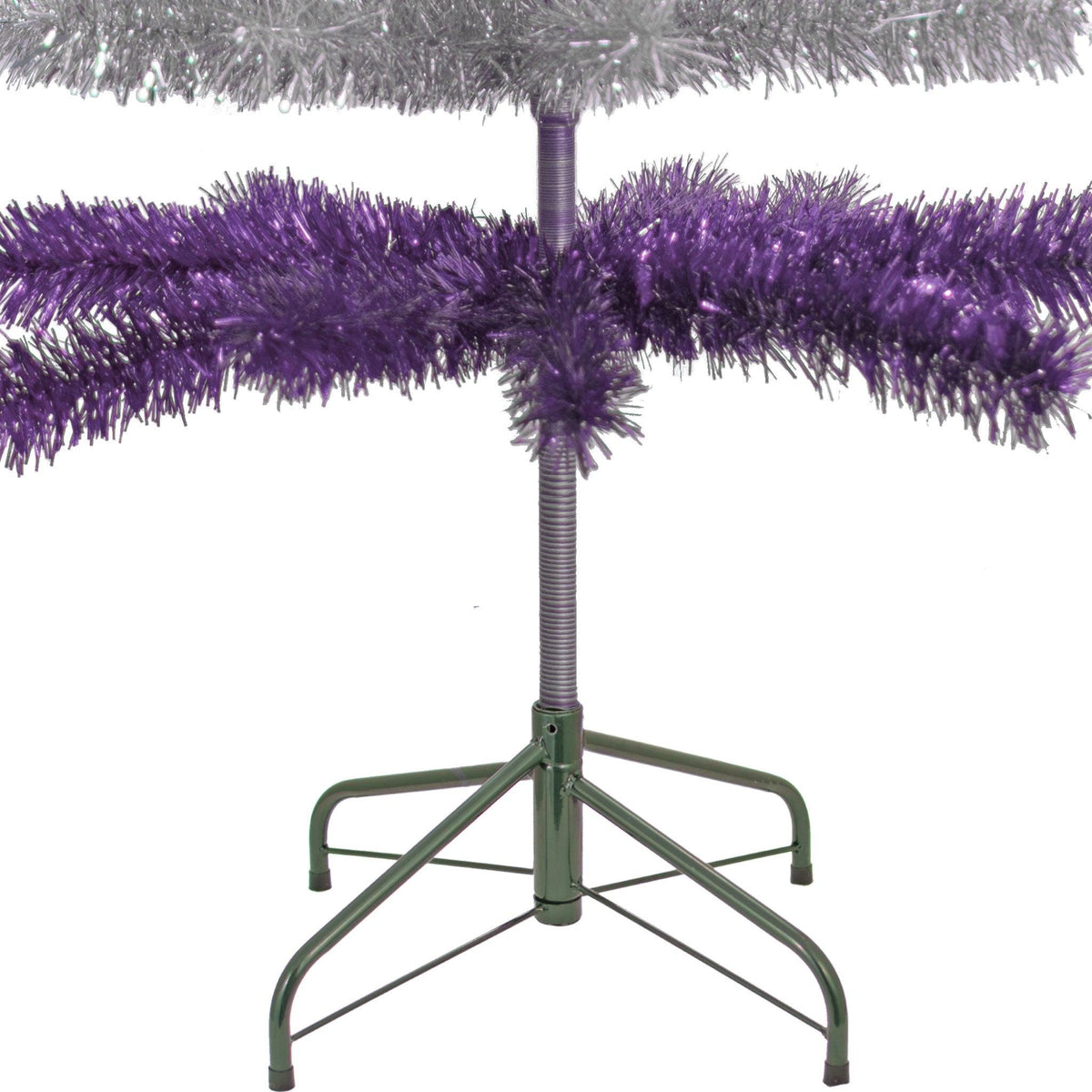 Purple & Silver Layered Tinsel Christmas Trees!    Decorate for the holidays with a Shiny Purple and Metallic Silver retro-style Christmas Tree.  On sale now at leedisplay.com