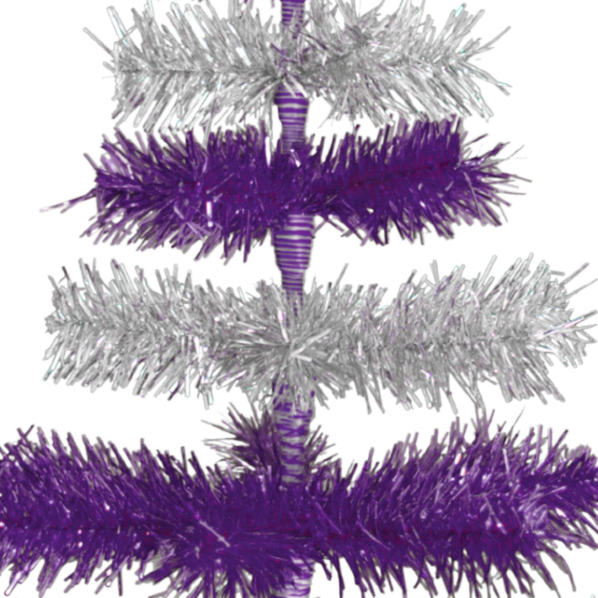 Purple & Silver Layered Tinsel Christmas Trees!    Decorate for the holidays with a Shiny Purple and Metallic Silver retro-style Christmas Tree.  On sale now at leedisplay.com