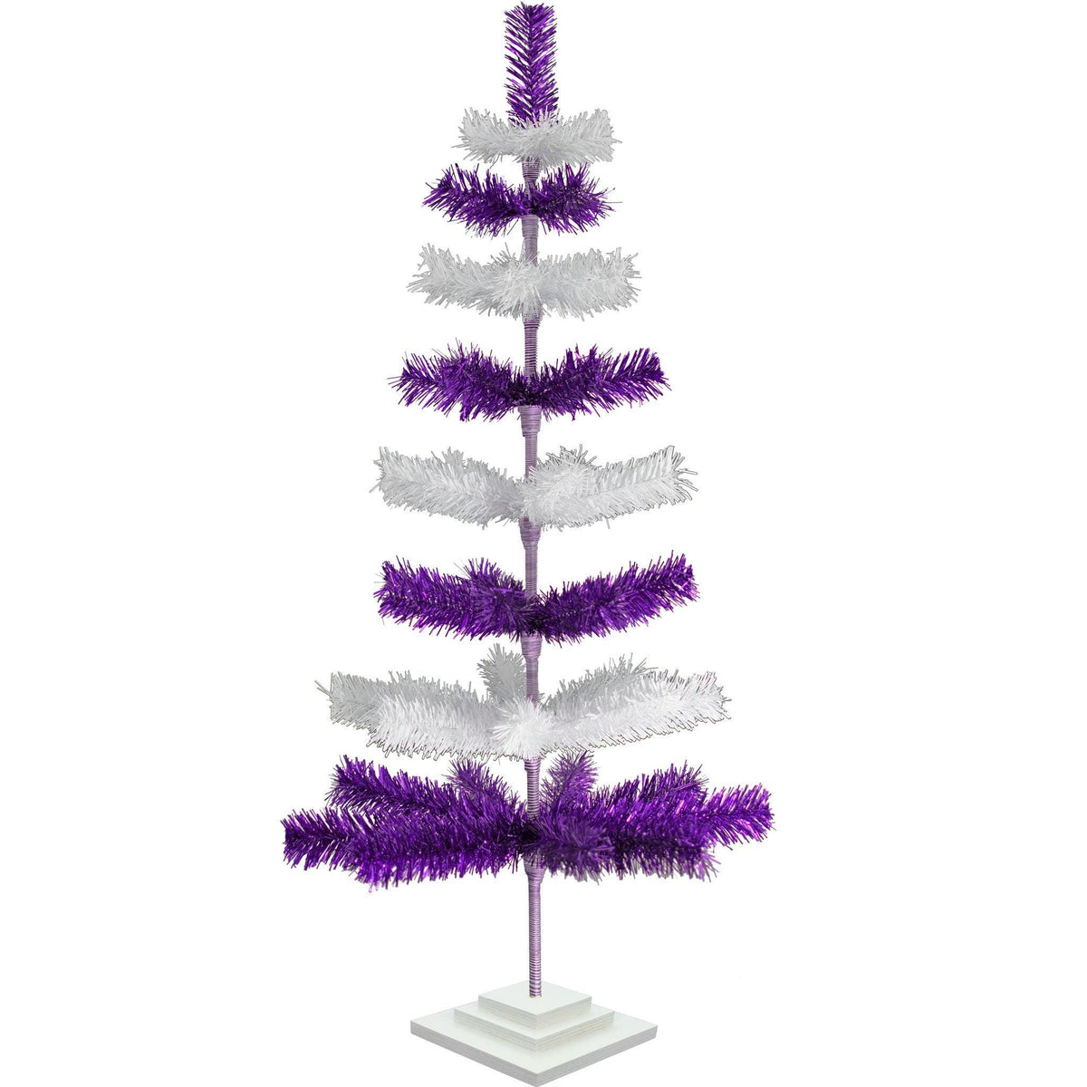 48in Purple & White Layered Tinsel Christmas Trees on sale at leedisplay.com