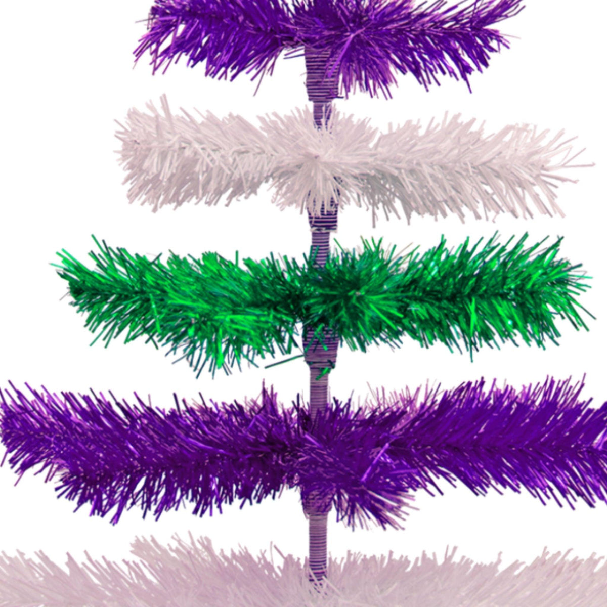 Purple, Green, & White Layered Tinsel Christmas Tree - Lee Display