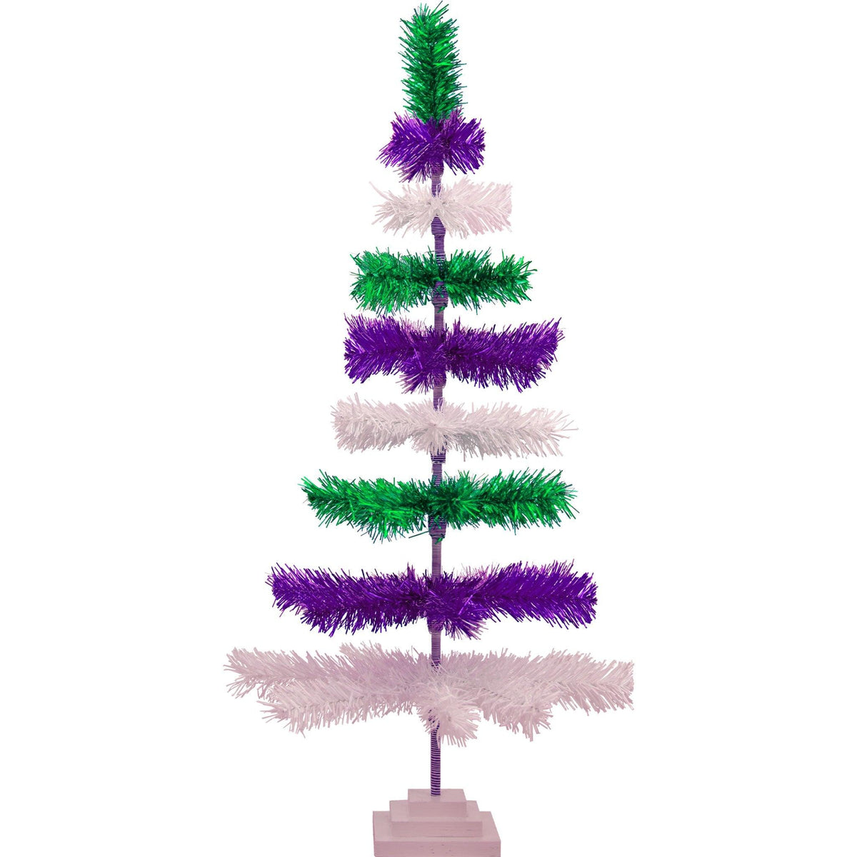 Purple, Green, & White Layered Tinsel Christmas Tree - Lee Display