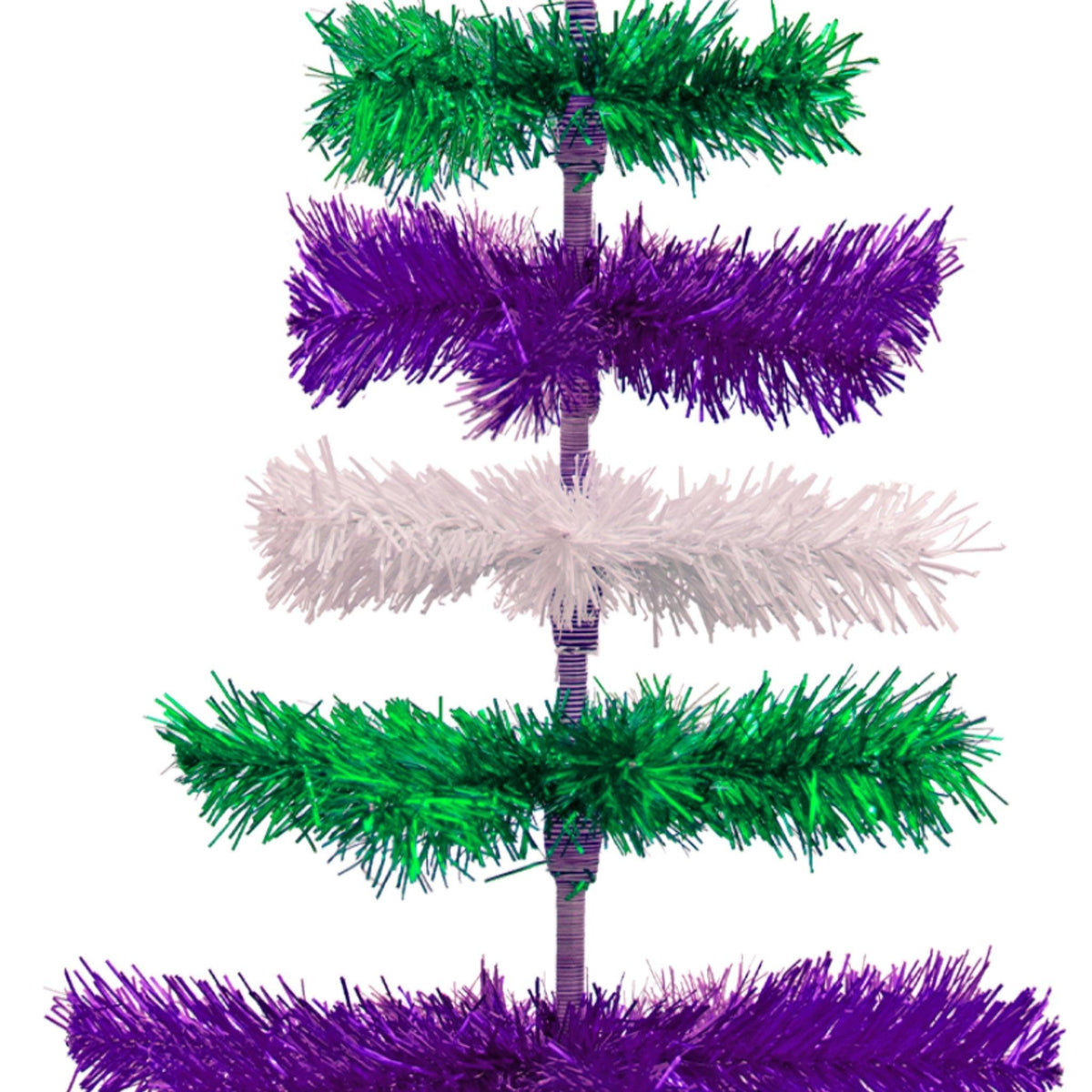 Purple, Green, & White Layered Tinsel Christmas Tree - Lee Display