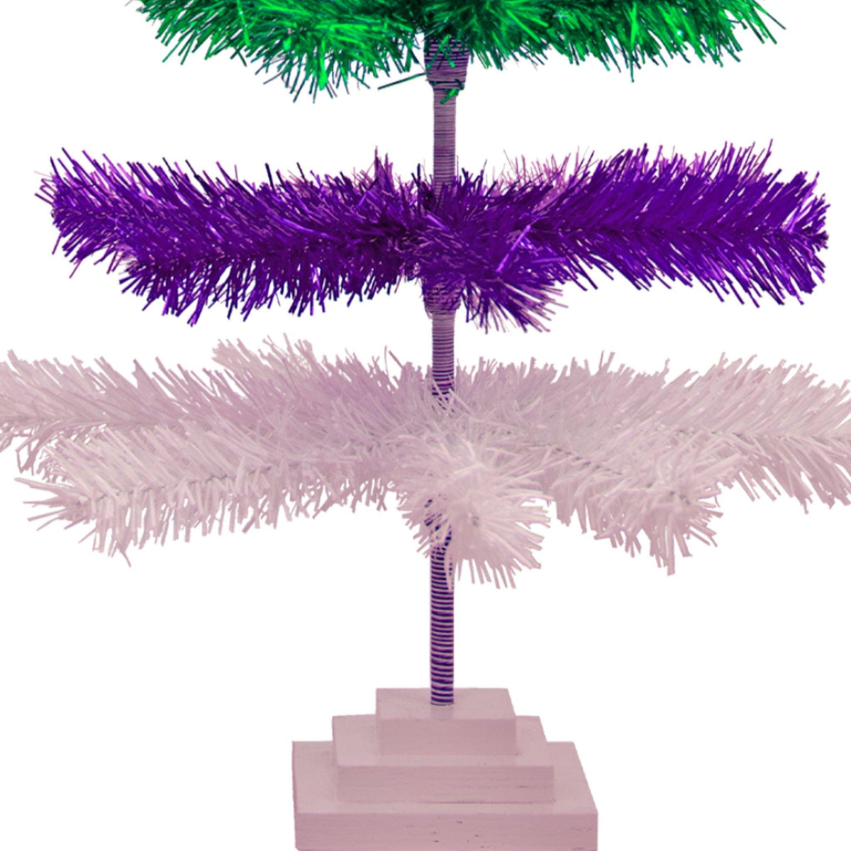 Purple, Green, & White Layered Tinsel Christmas Tree - Lee Display