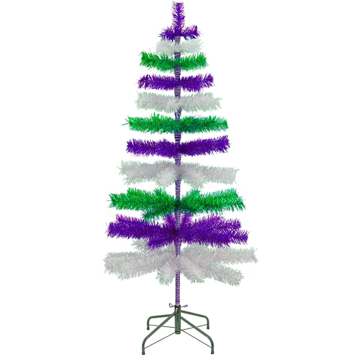 Purple, Green, & White Layered Tinsel Christmas Tree - Lee Display