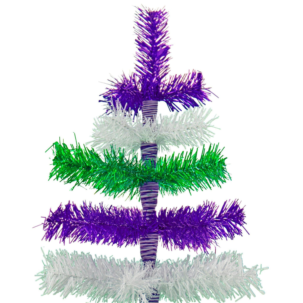 Purple, Green, & White Layered Tinsel Christmas Tree - Lee Display