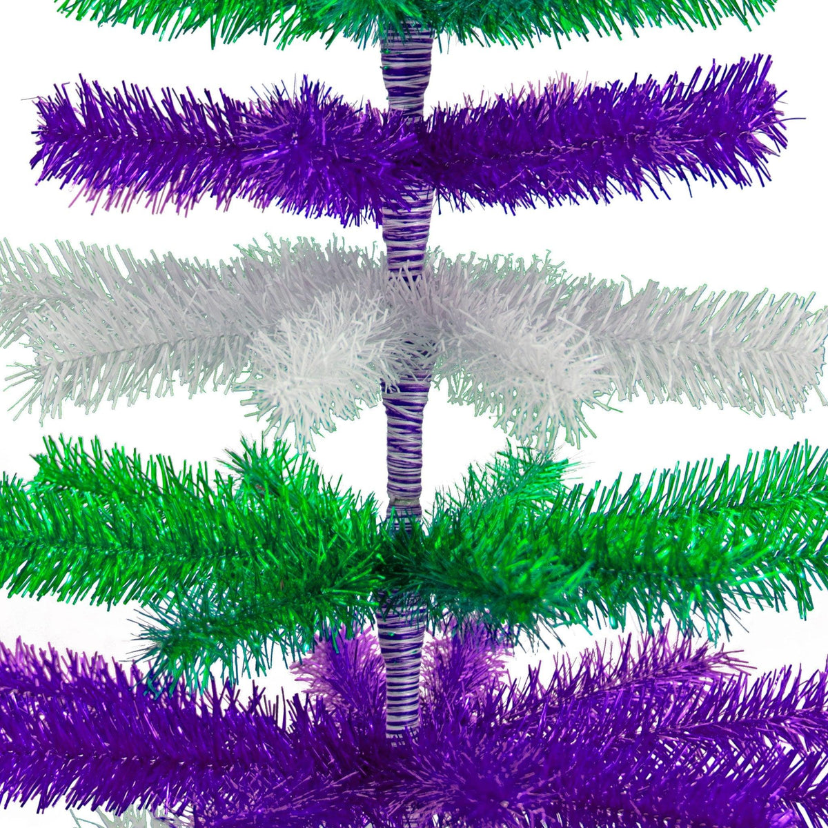 Purple, Green, & White Layered Tinsel Christmas Tree - Lee Display