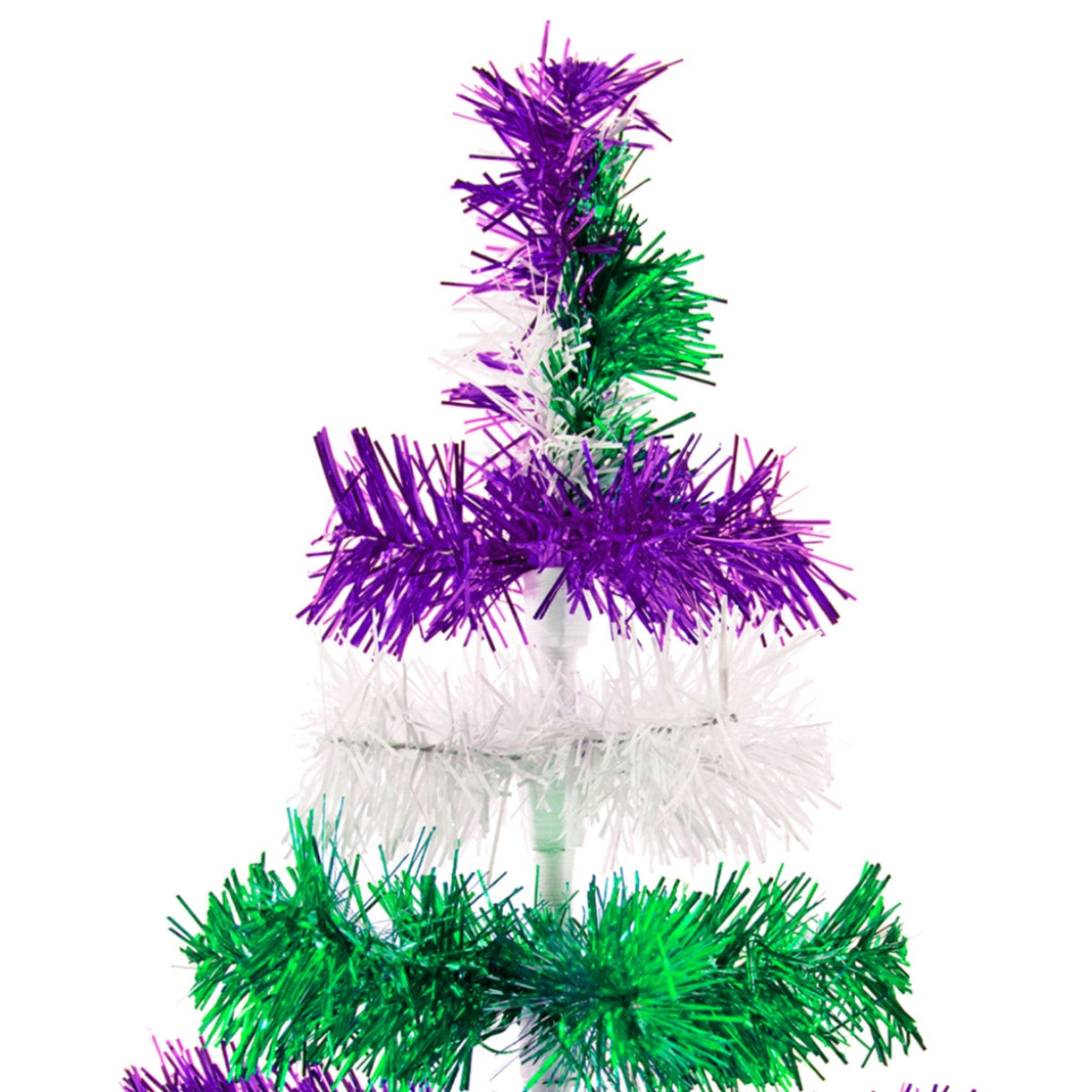 Purple, Green, & White Layered Tinsel Christmas Tree - Lee Display