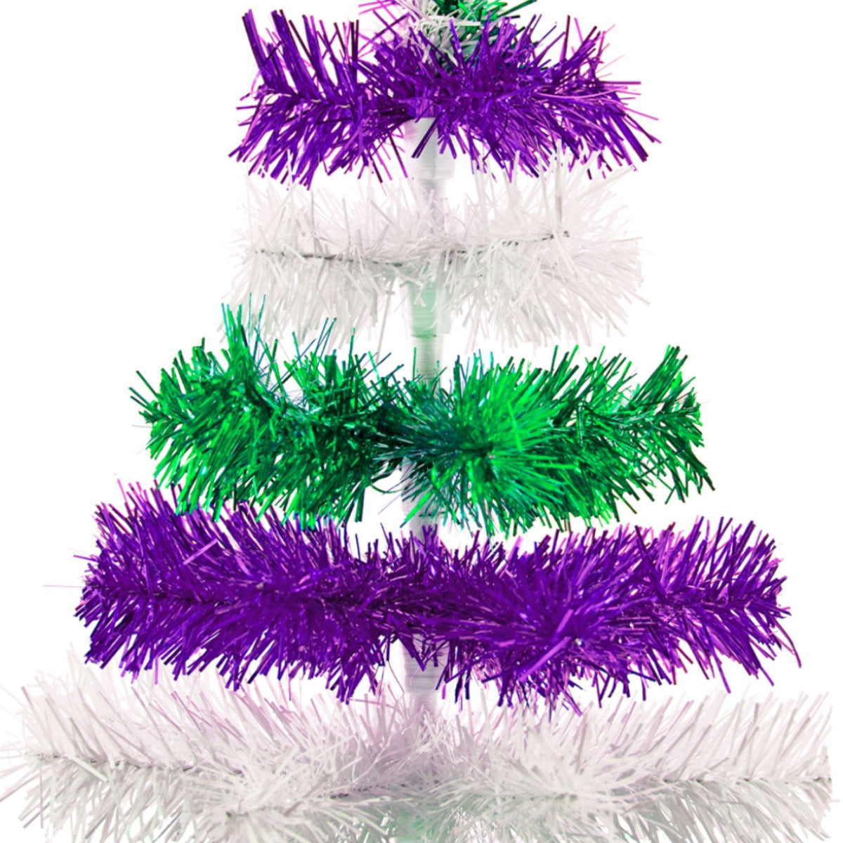 Purple, Green, & White Layered Tinsel Christmas Tree - Lee Display