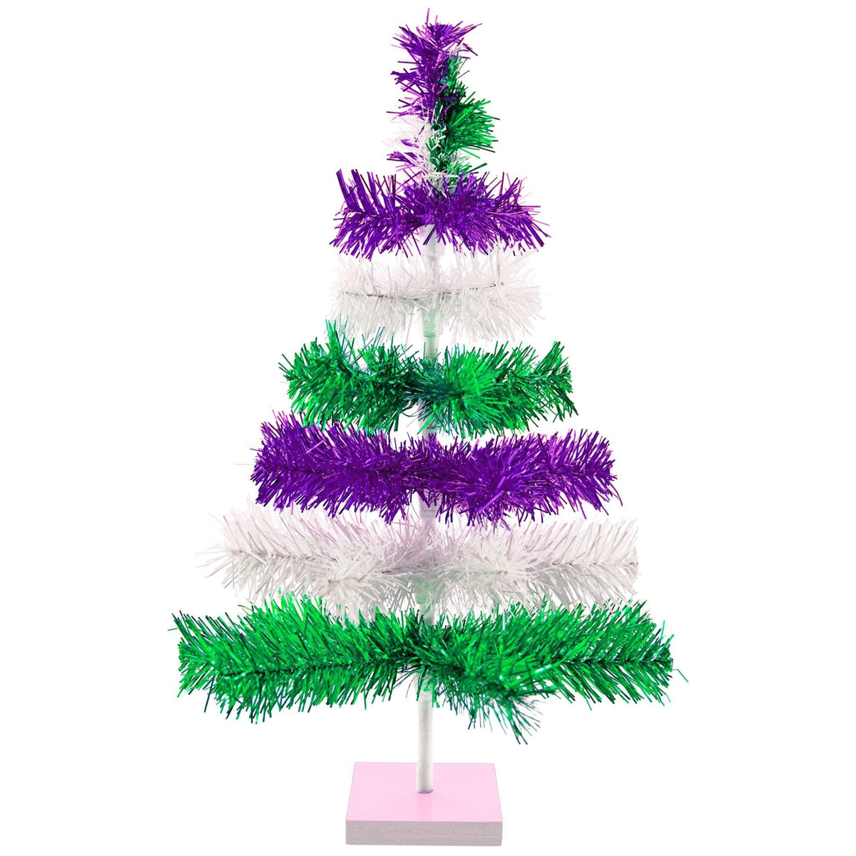 Purple, Green, & White Layered Tinsel Christmas Tree - Lee Display