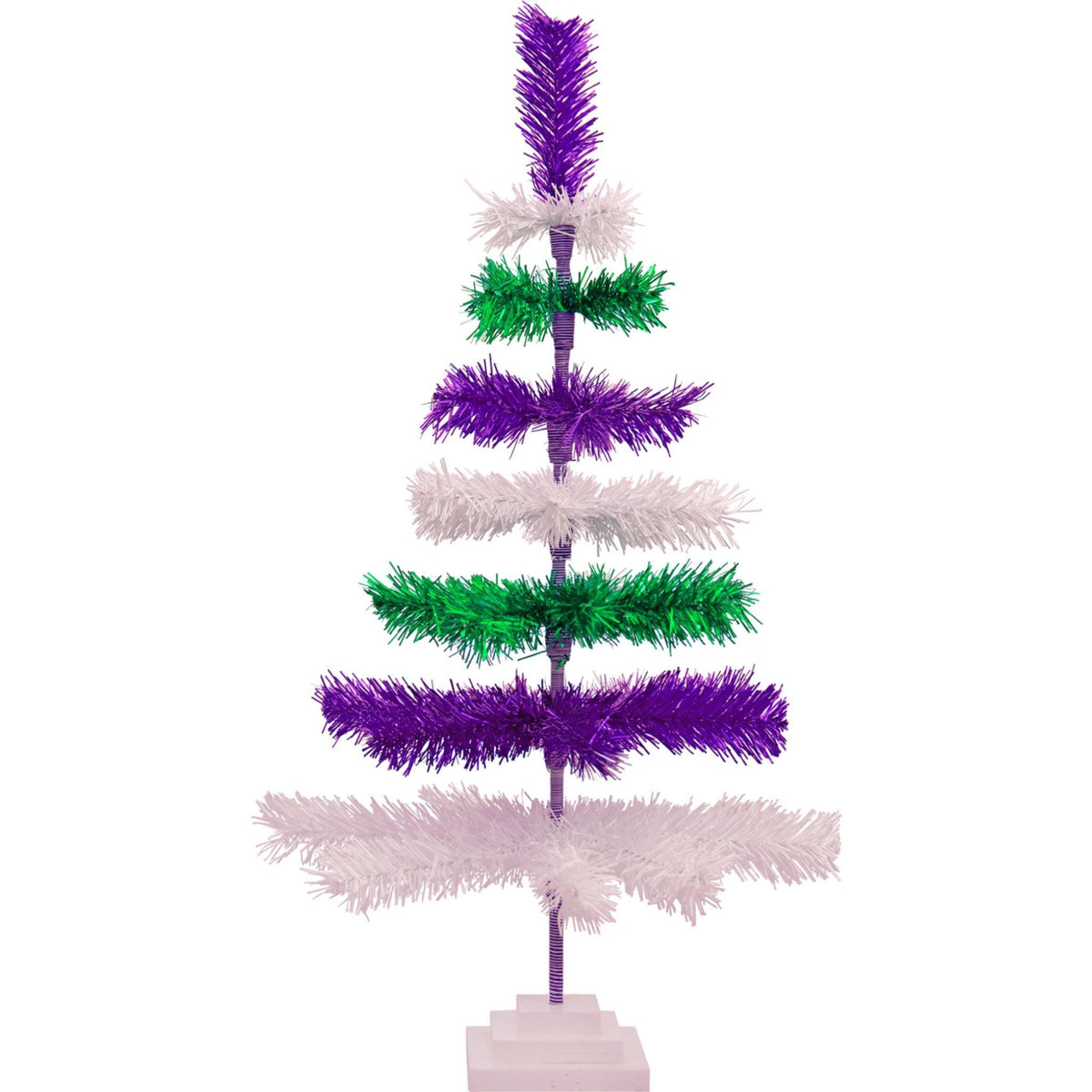 Purple, Green, & White Layered Tinsel Christmas Tree - Lee Display