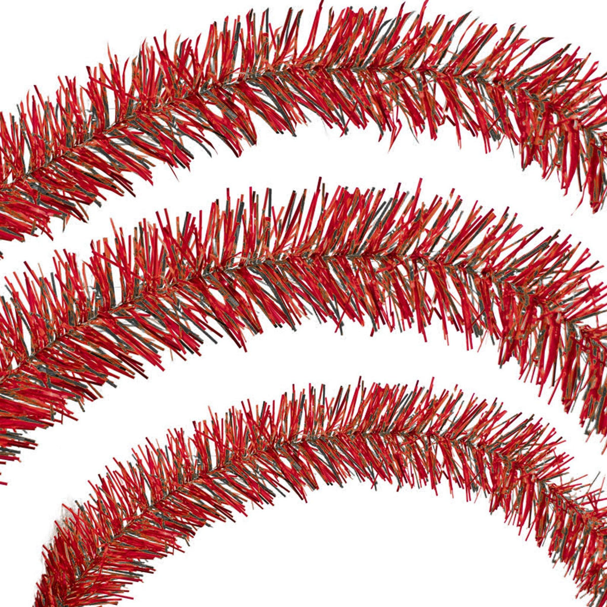 Lee Display's brand new 25ft Shiny Red and Black Tinsel Garlands and Fringe Embellishments on sale at leedisplay.com