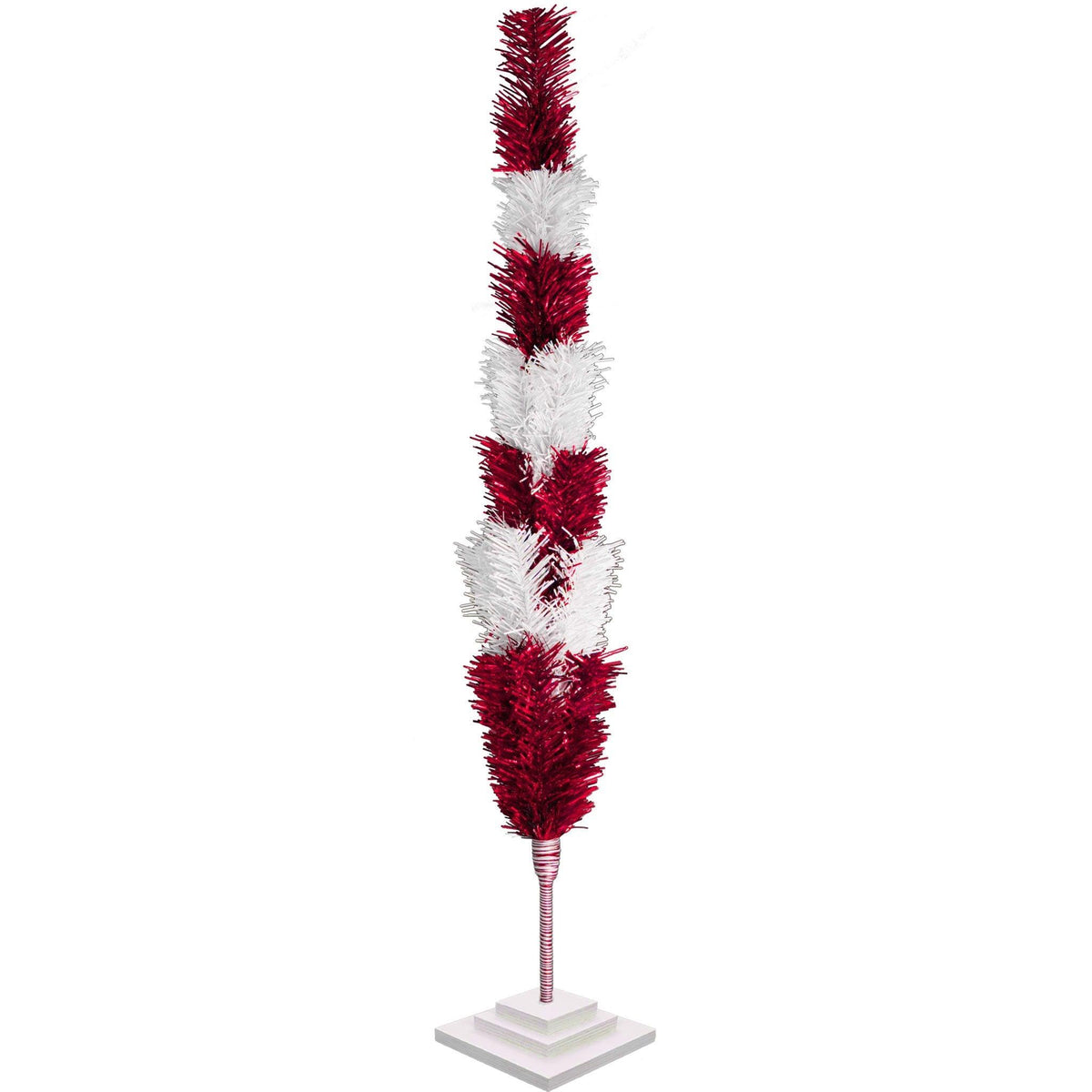 Red & White Layered Tinsel Christmas Trees!    Decorate for the holidays with a Shiny Red and Matte White retro-style Christmas Tree.  Incorporate a little white and blue into your holiday decorations this year.  Shop now at leedisplay.com