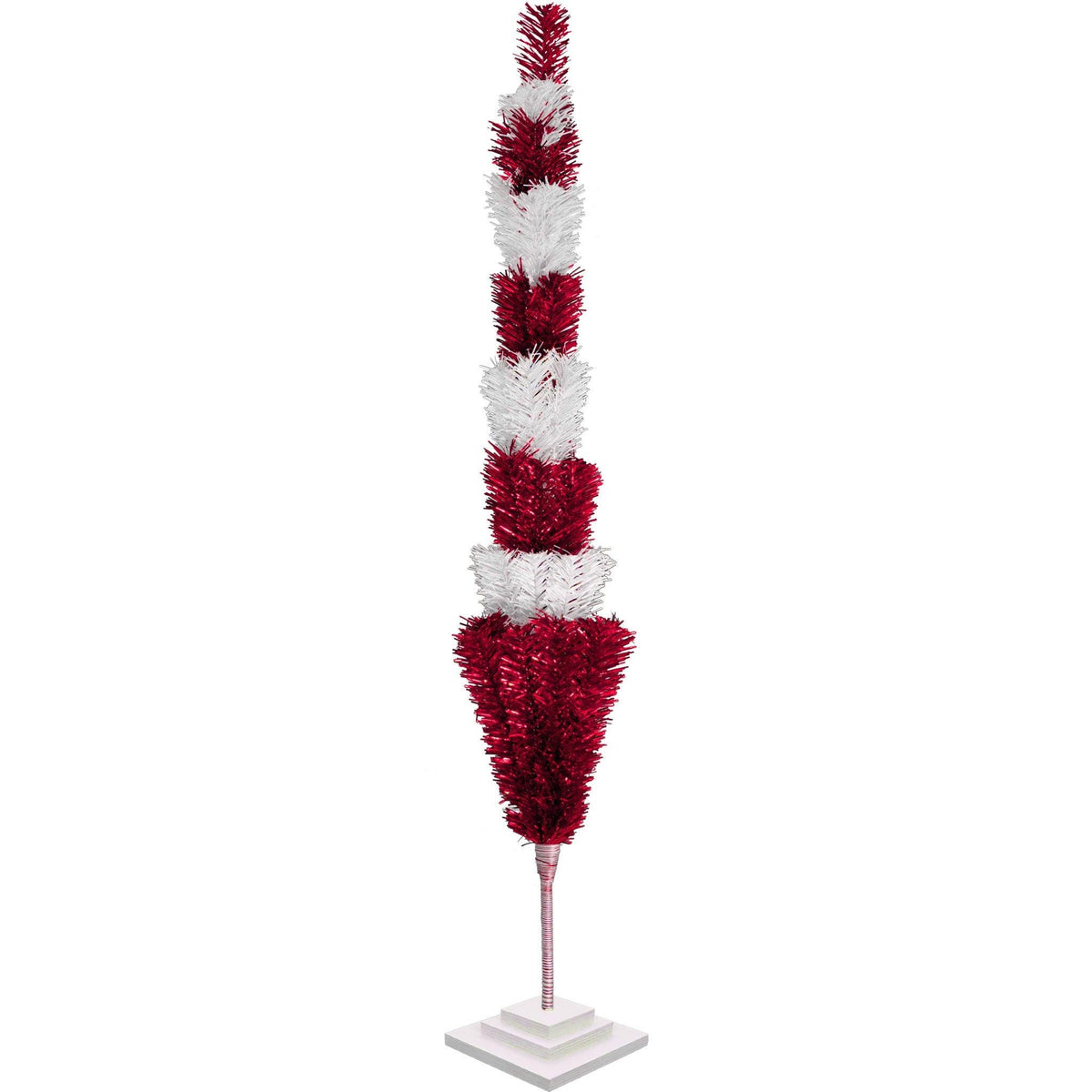 Red & White Layered Tinsel Christmas Trees!    Decorate for the holidays with a Shiny Red and Matte White retro-style Christmas Tree.  Incorporate a little white and blue into your holiday decorations this year.  Shop now at leedisplay.com