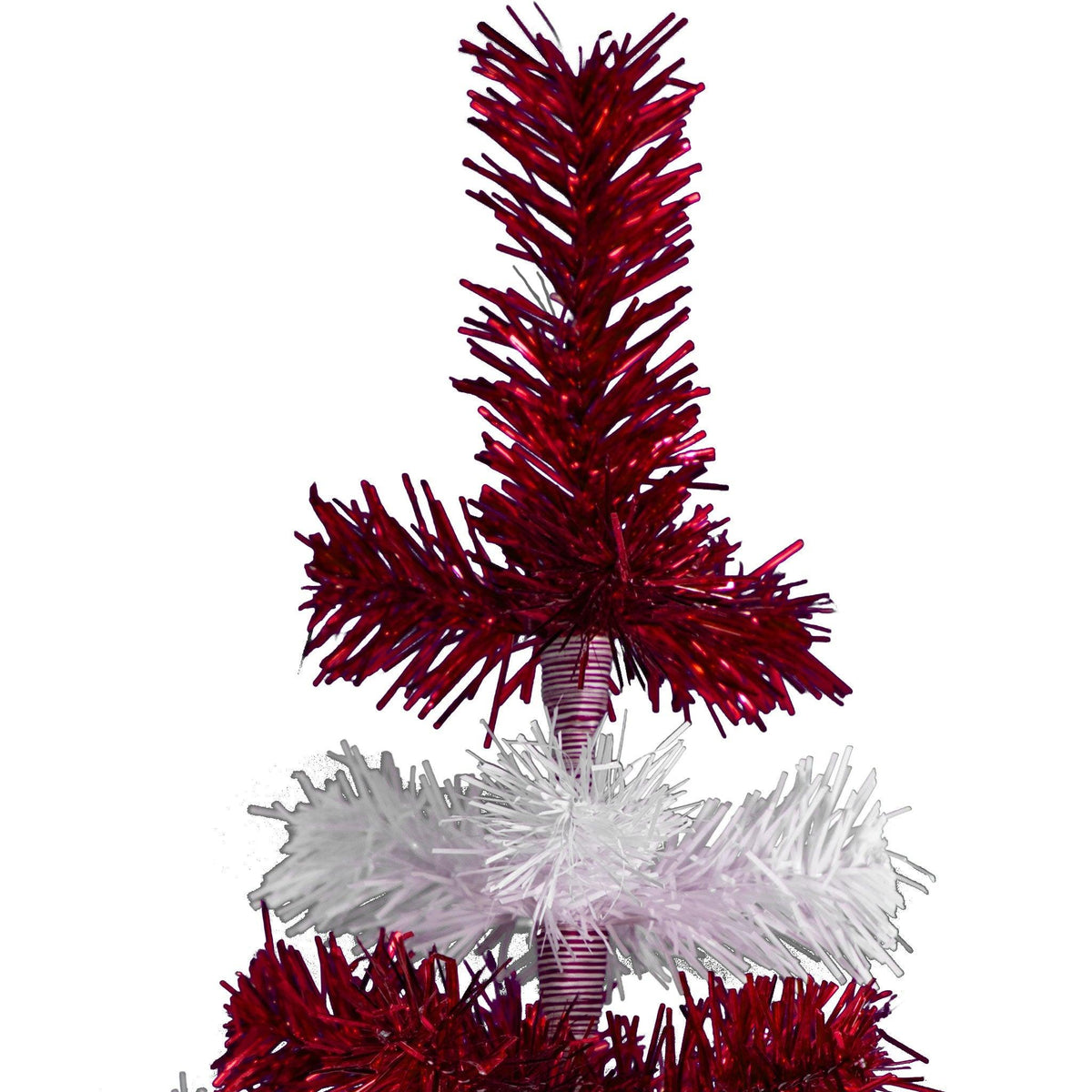 Red & White Layered Tinsel Christmas Trees!    Decorate for the holidays with a Shiny Red and Matte White retro-style Christmas Tree.  Incorporate a little white and blue into your holiday decorations this year.  Shop now at leedisplay.com