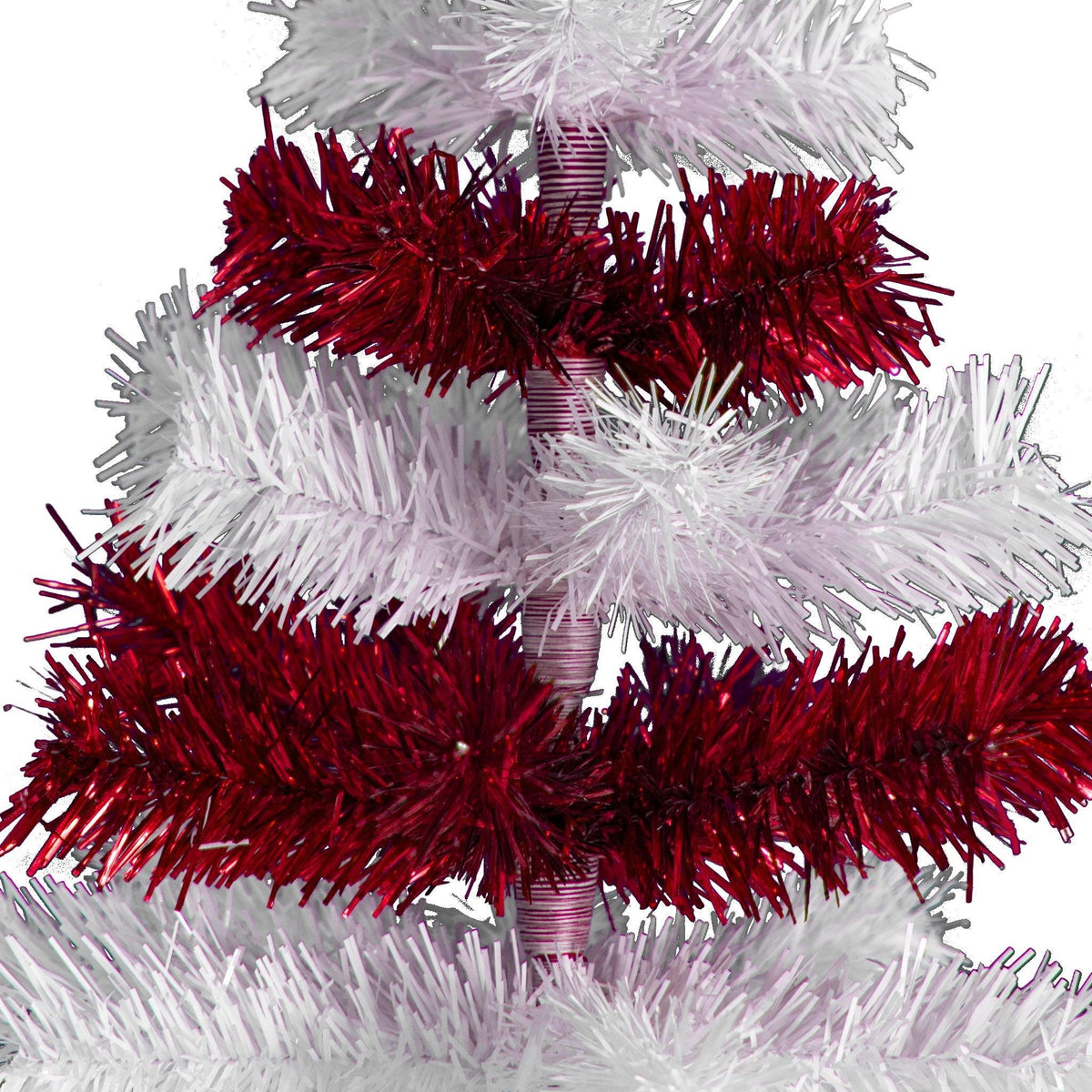 Red & White Layered Tinsel Christmas Trees!    Decorate for the holidays with a Shiny Red and Matte White retro-style Christmas Tree.  Incorporate a little white and blue into your holiday decorations this year.  Shop now at leedisplay.com