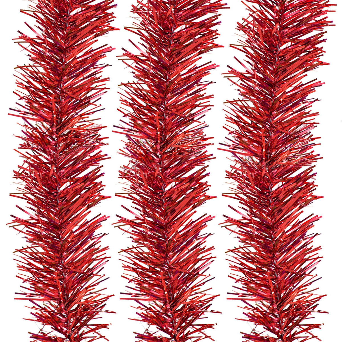 Lee Display's brand new 25ft Shiny Metallic Red Tinsel Garlands and Fringe Embellishments on sale at leedisplay.com