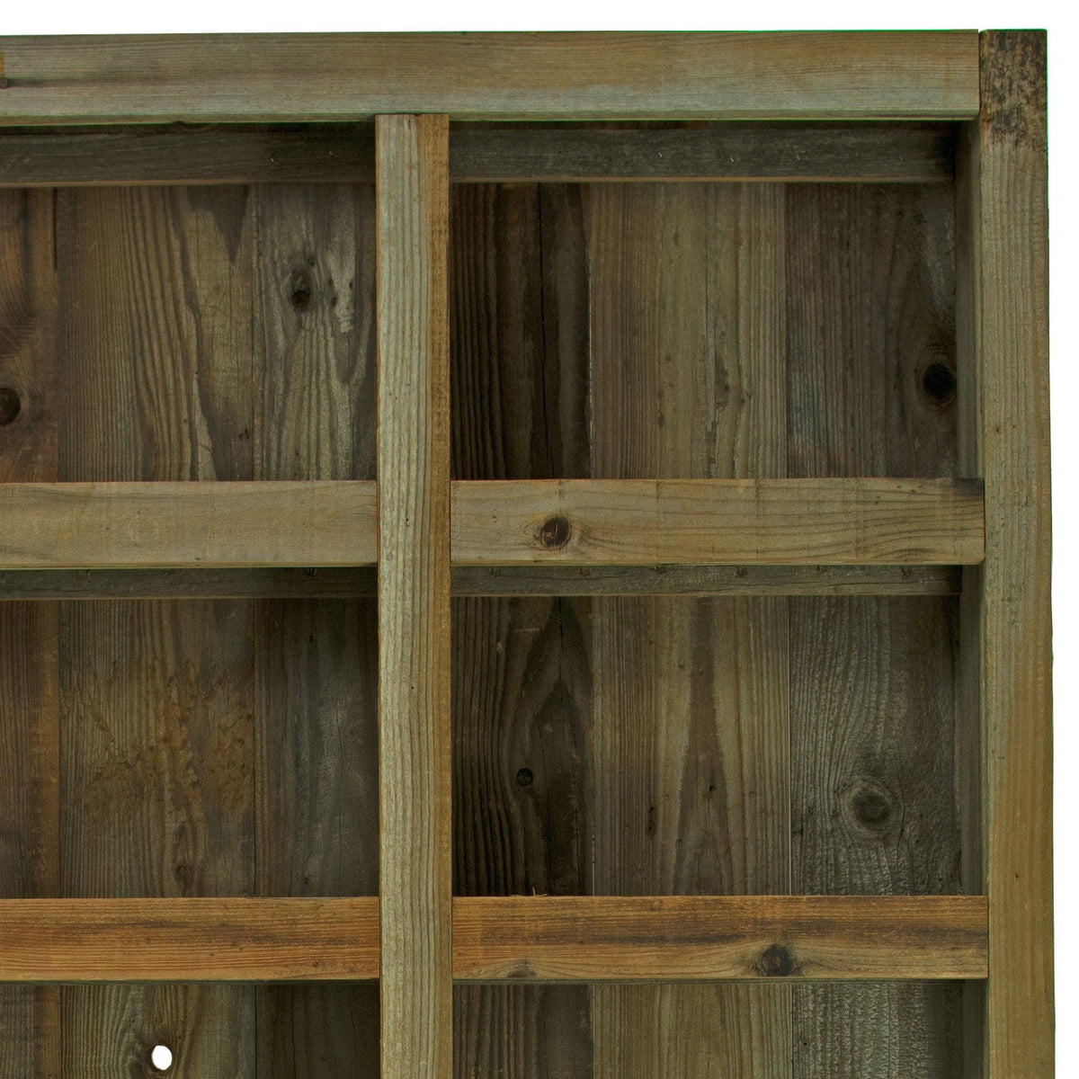 Top corner closeup photo of Lee Display's brand new Outdoor Rolling Redwood Storage Cabinet with Wheels.  Shelving Unit with 5in Black Casters on sale at leedisplay.com