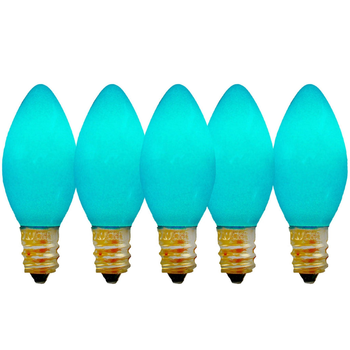 C-7 & C-9 Solid Ceramic Blue Christmas Light Bulbs.  Replace your old bulbs with a set of brand new Candelabra Lights.   Shop now at leedisplay.com