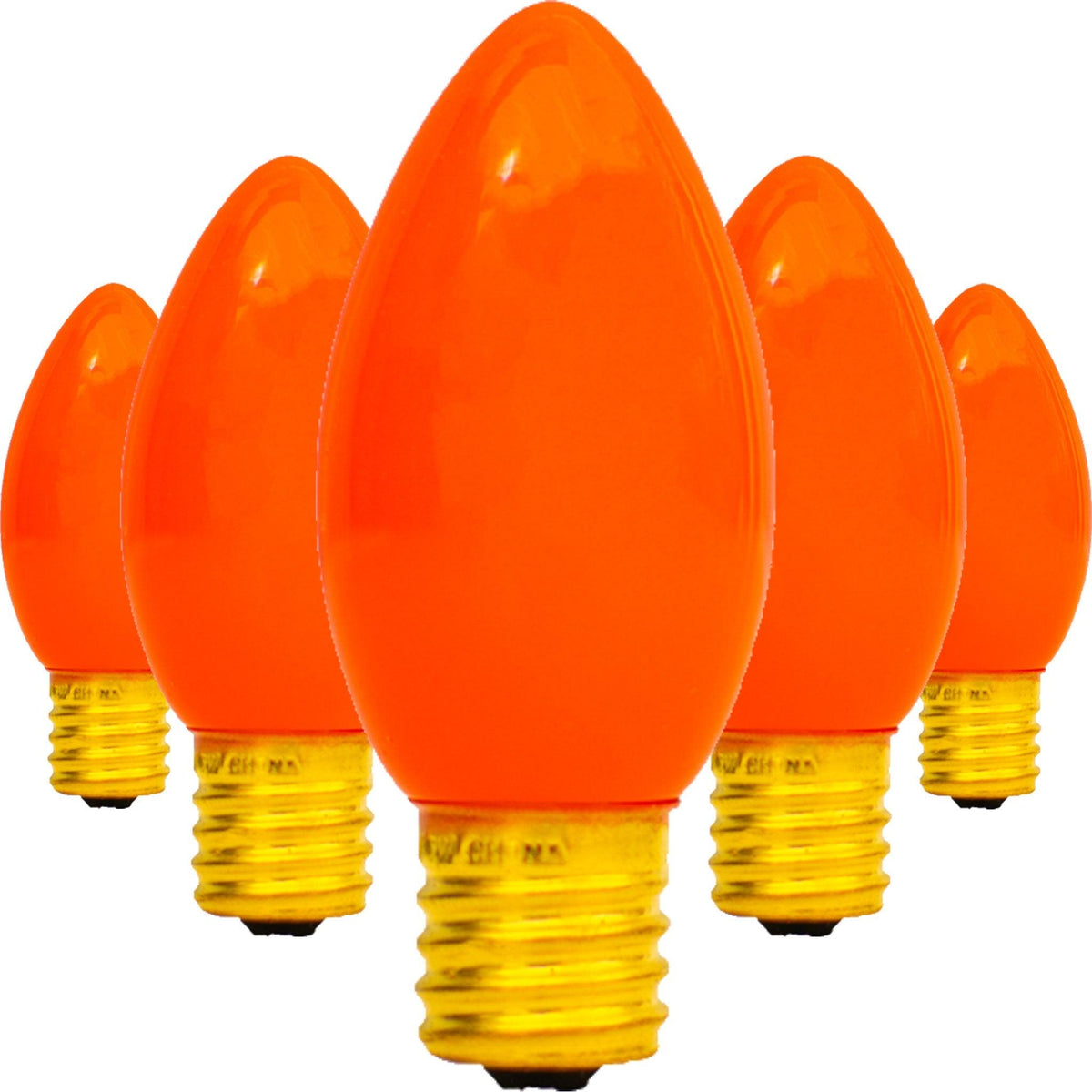 Buy brand new boxes of C-7 & C-9 Solid Ceramic Orange Christmas Light Bulbs at LeeDisplay.com