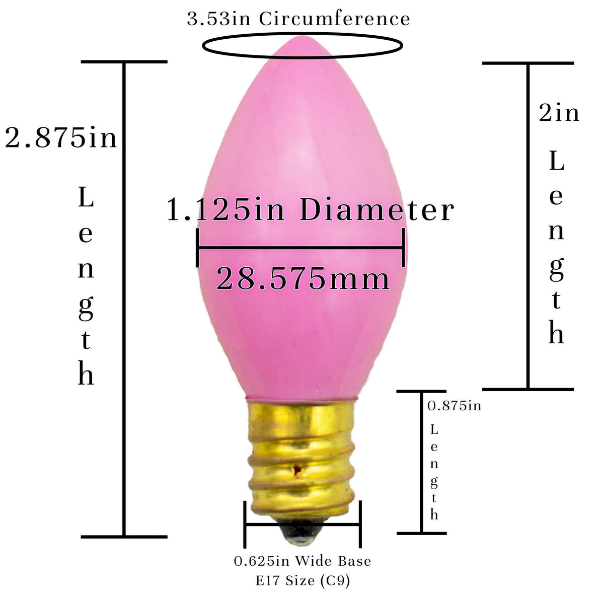 Buy brand new boxes of C-7 & C-9 Solid Ceramic Pink Christmas Light Bulbs at LeeDisplay.com