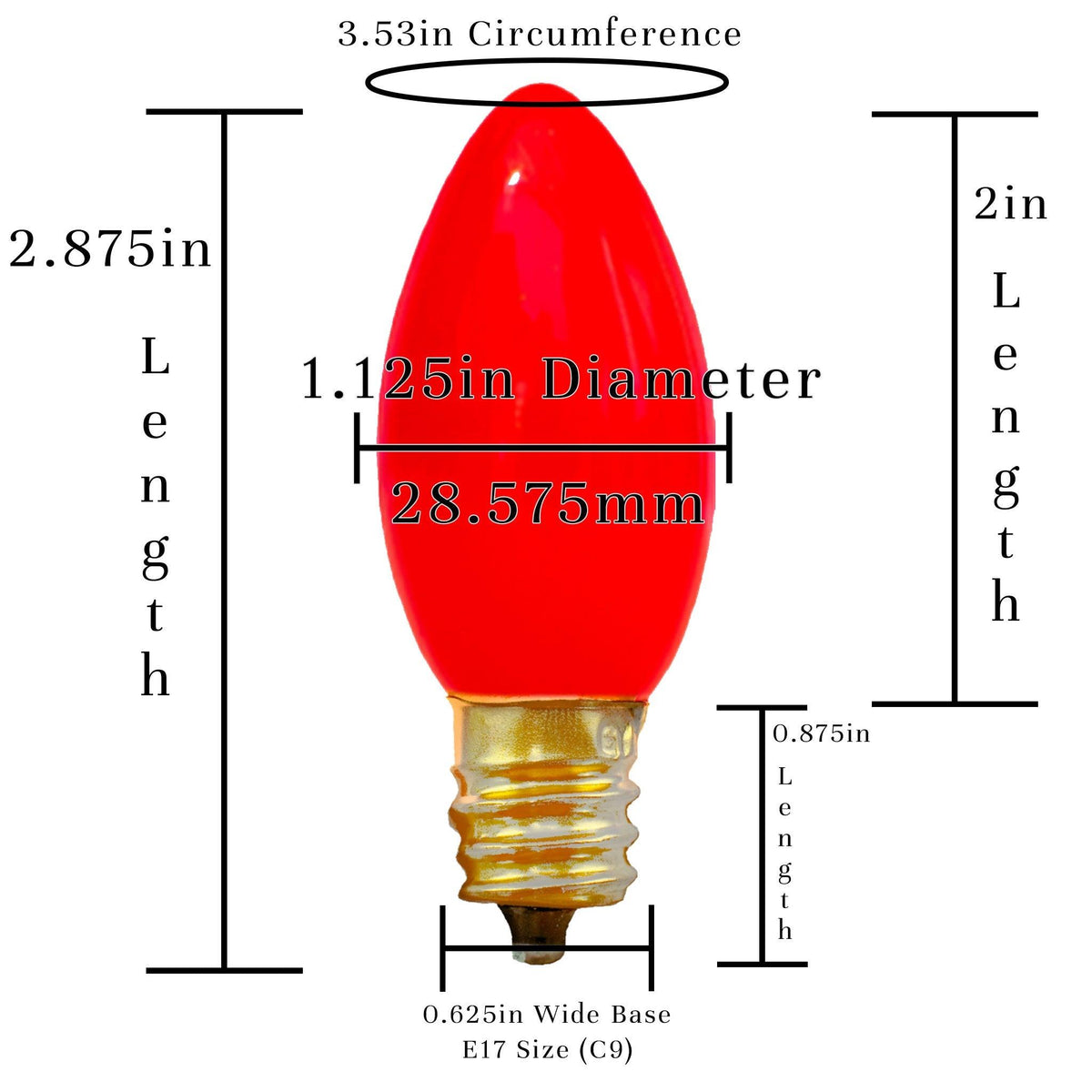 Lee Display's Classic C7/C9 Candelabra Style Solid Ceramic Red Christmas Light Bulbs on sale at leedisplay.com