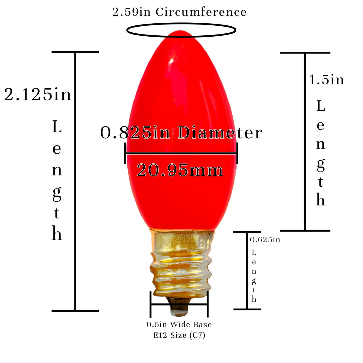 Lee Display's Classic C7/C9 Candelabra Style Solid Ceramic Red Christmas Light Bulbs on sale at leedisplay.com